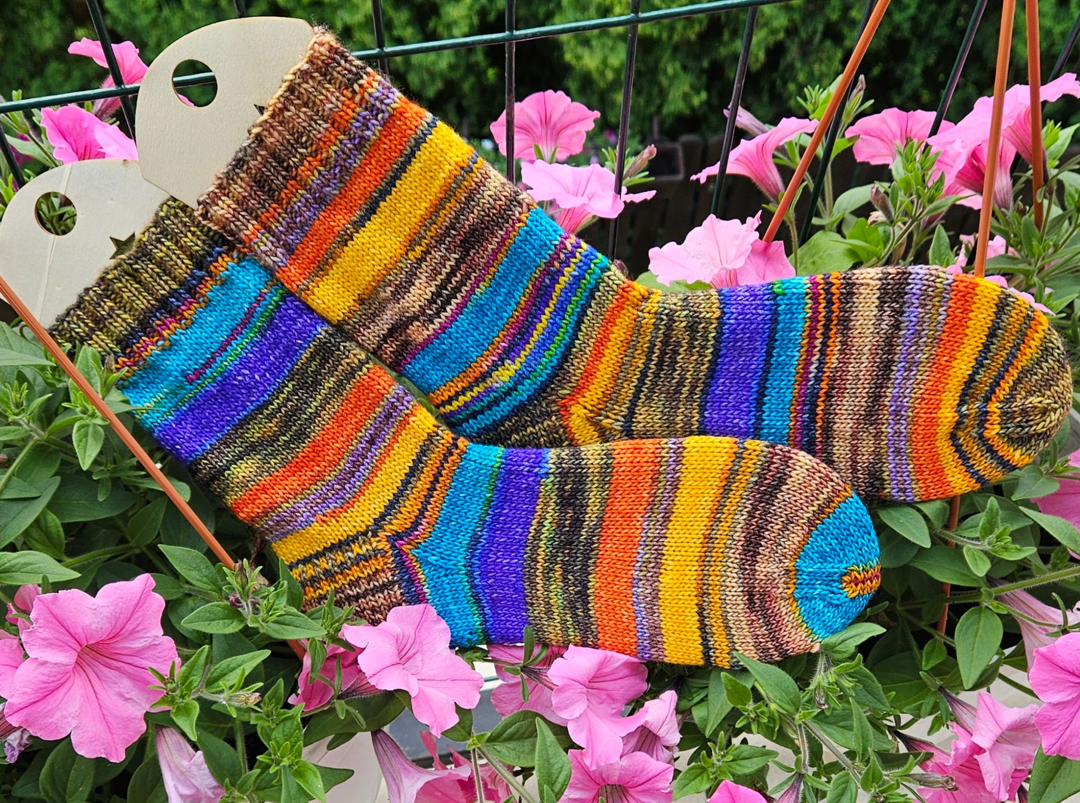 №S023. Hand Knitted Merino Wool socks. (Paradise) (RTS)