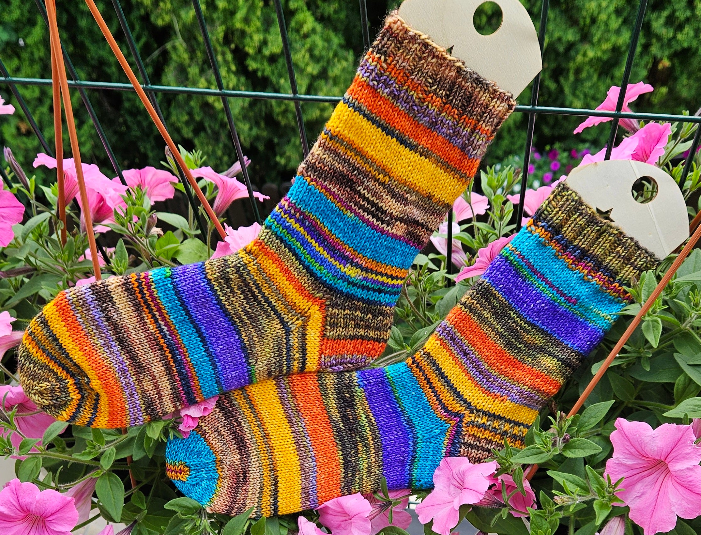 №S023. Hand Knitted Merino Wool socks. (Paradise) (RTS)