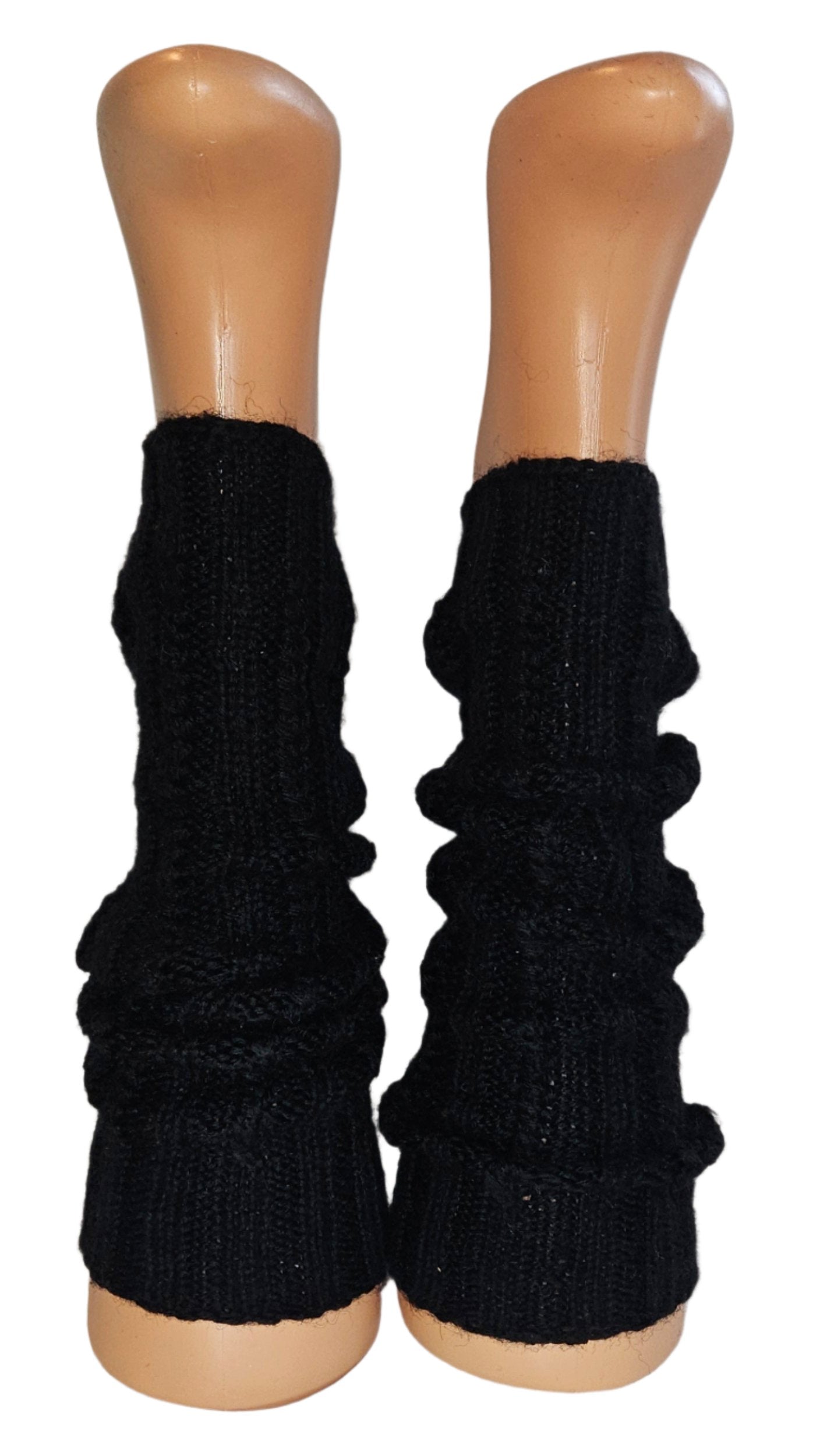 №S015. Wool knee high leg warmers. (Black color) (RTS)