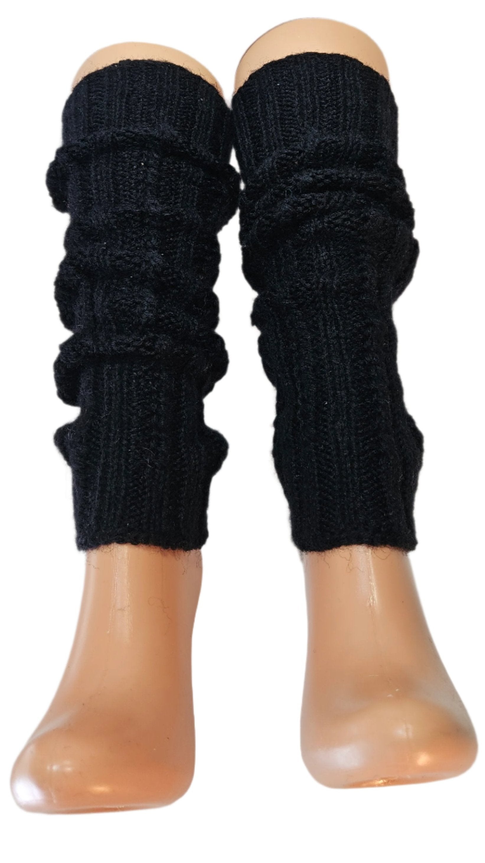 №S015. Wool knee high leg warmers. (Black color) (RTS)