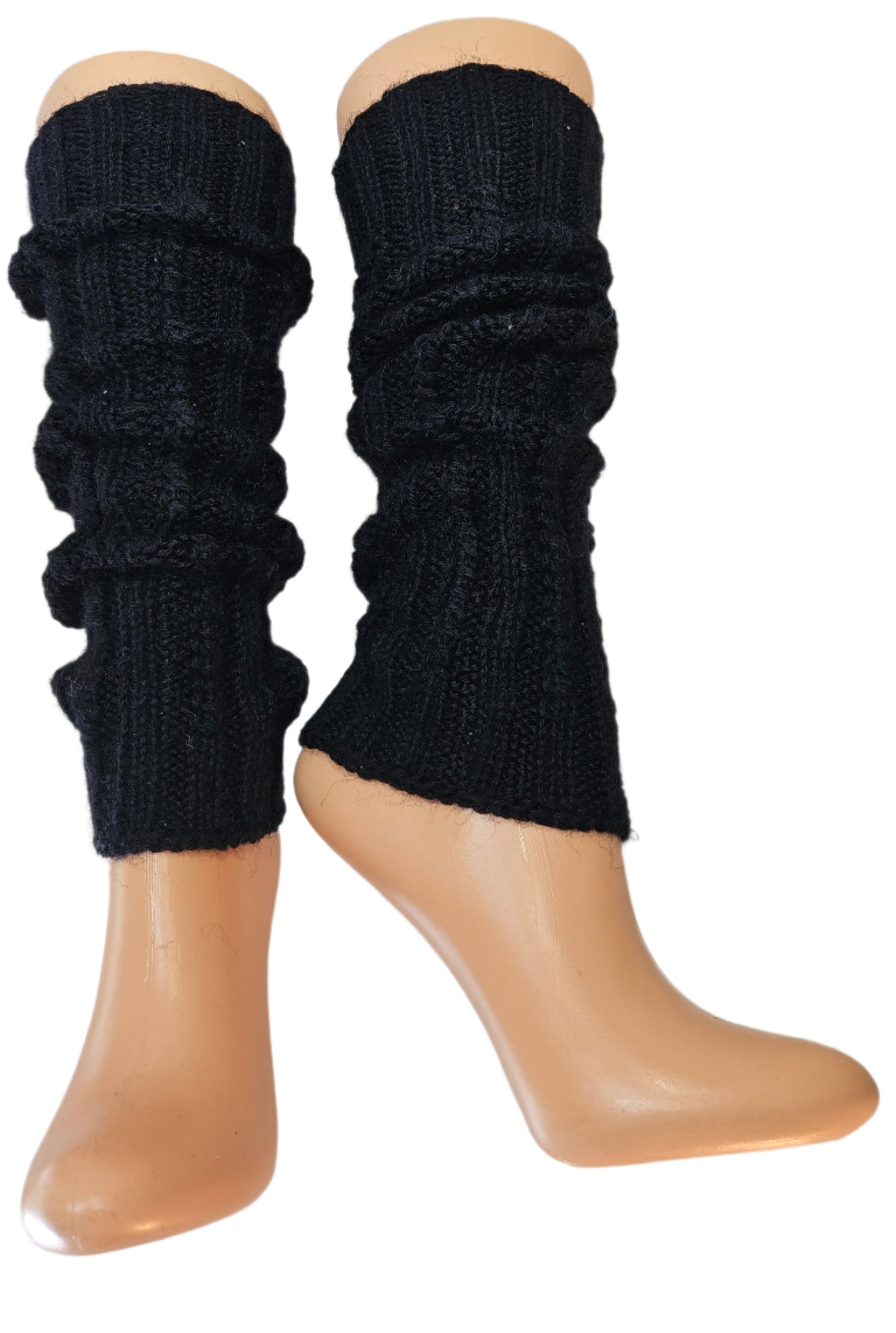 №S015. Wool knee high leg warmers. (Black color) (RTS)