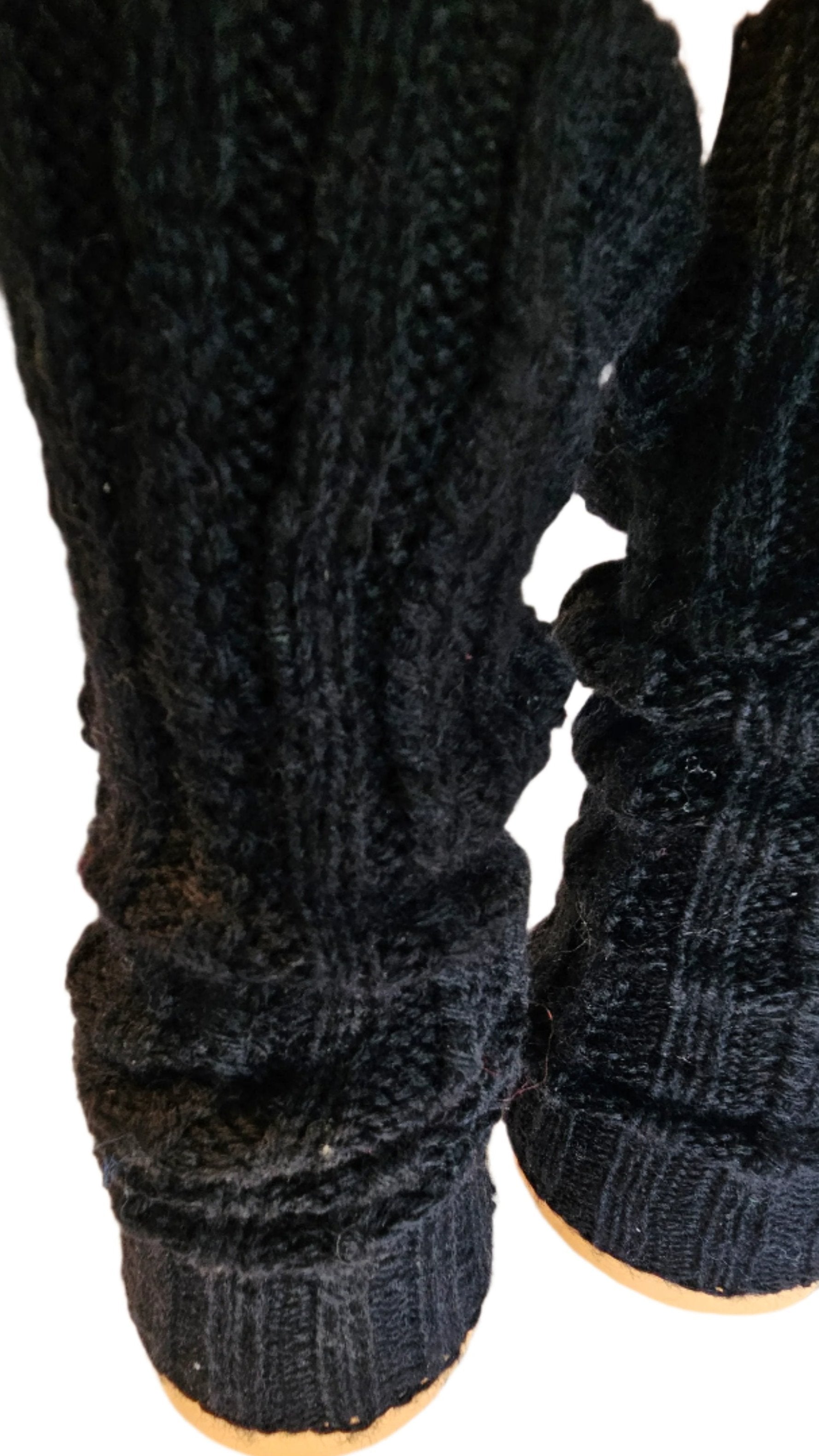 №S015. Wool knee high leg warmers. (Black color) (RTS)