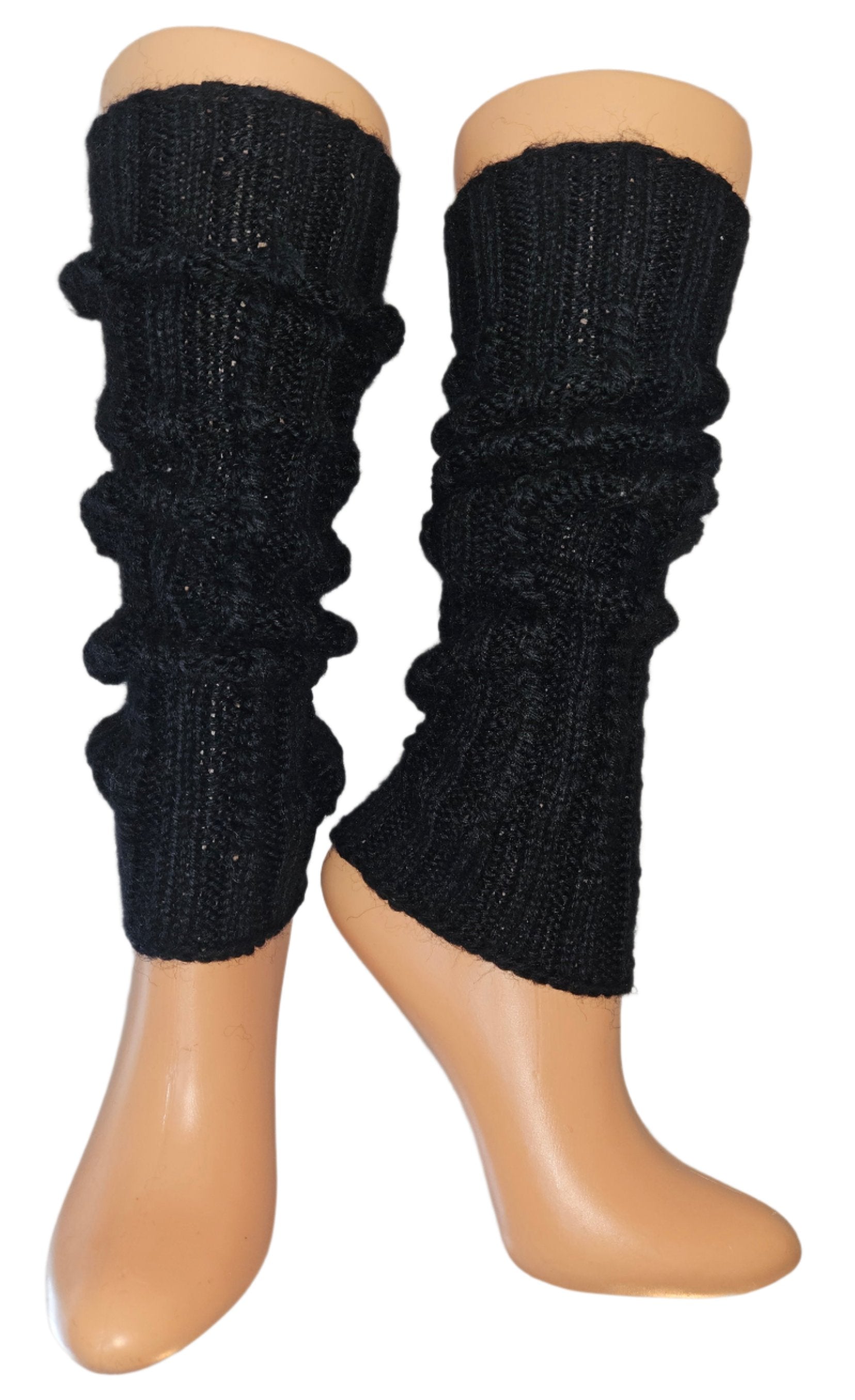 №S015. Wool knee high leg warmers. (Black color) (RTS)