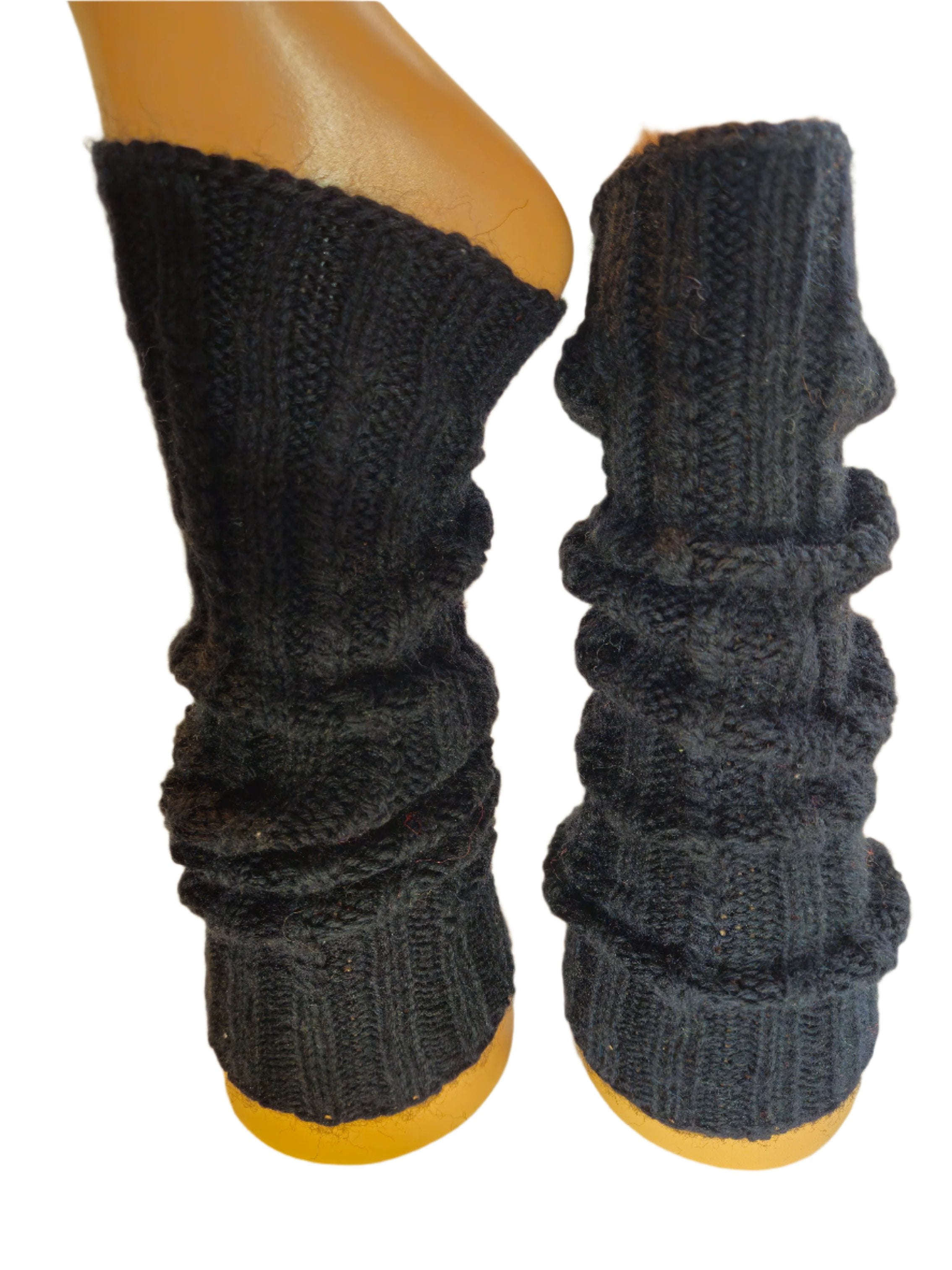 №S015. Wool knee high leg warmers. (Black color) (RTS)