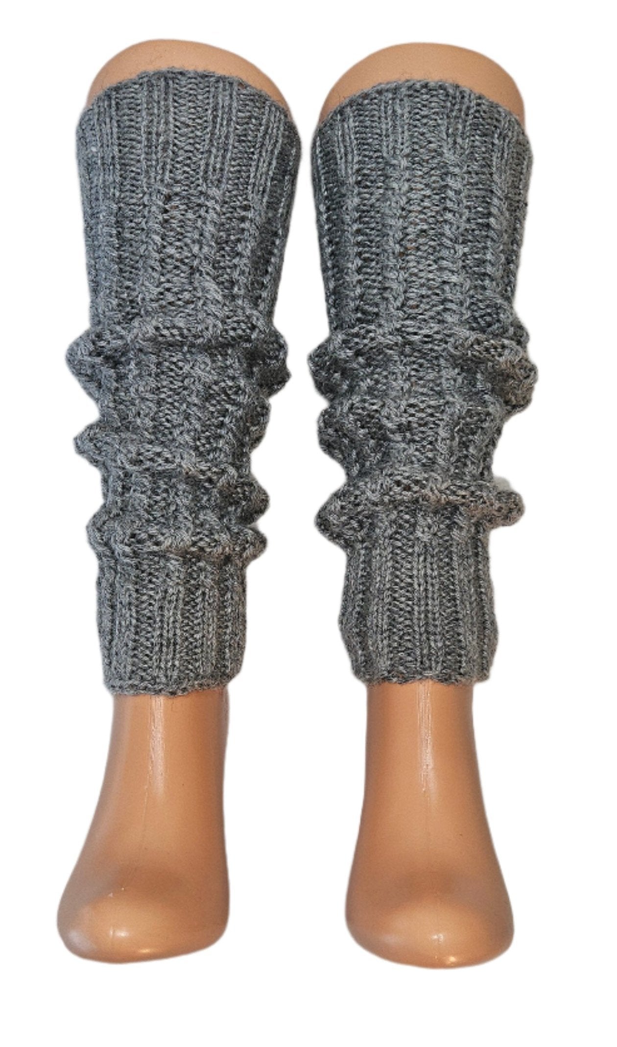 №S016. Wool knee high leg warmers. (Gray color) (RTS)