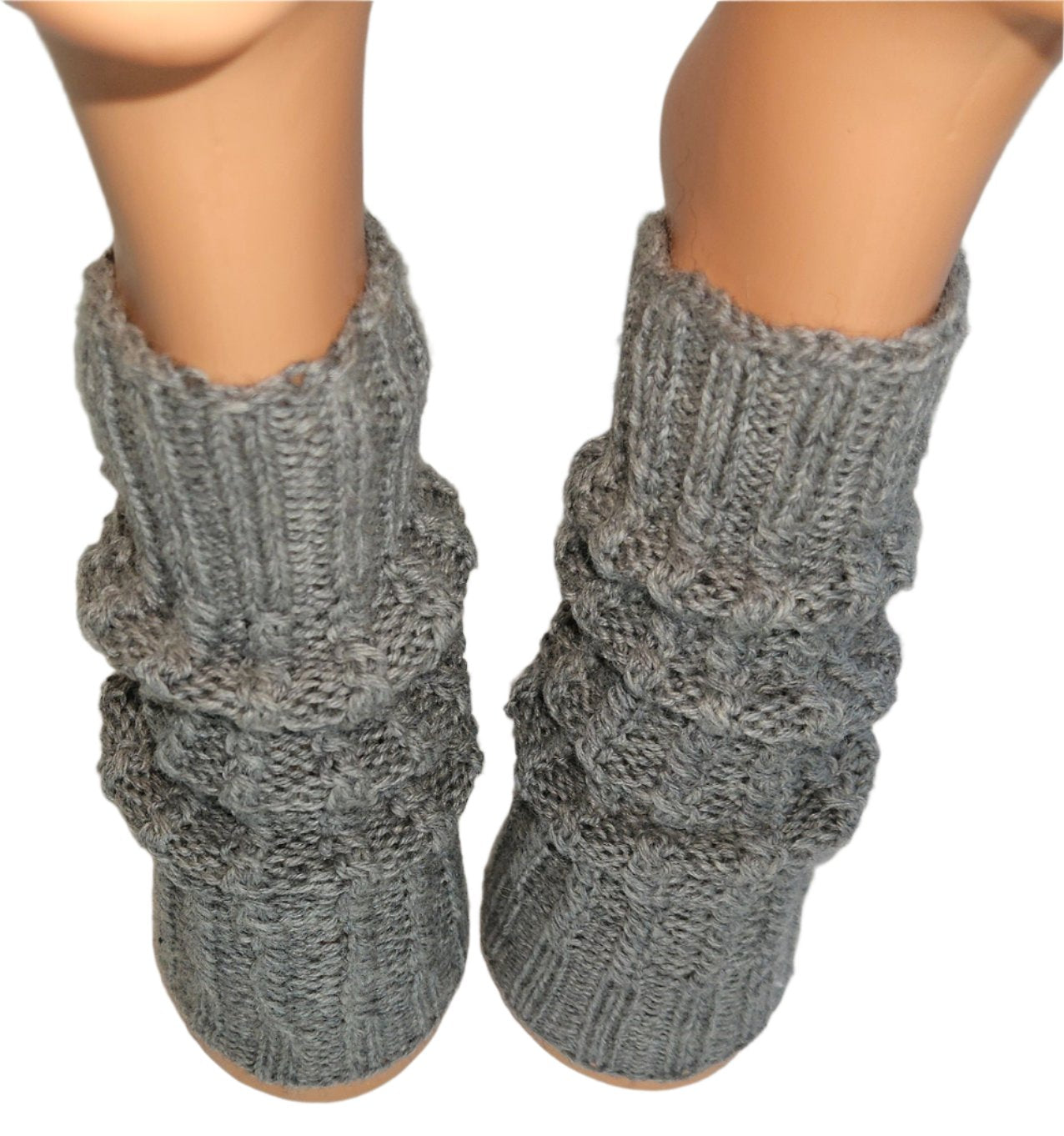 №S016. Wool knee high leg warmers. (Gray color) (RTS)