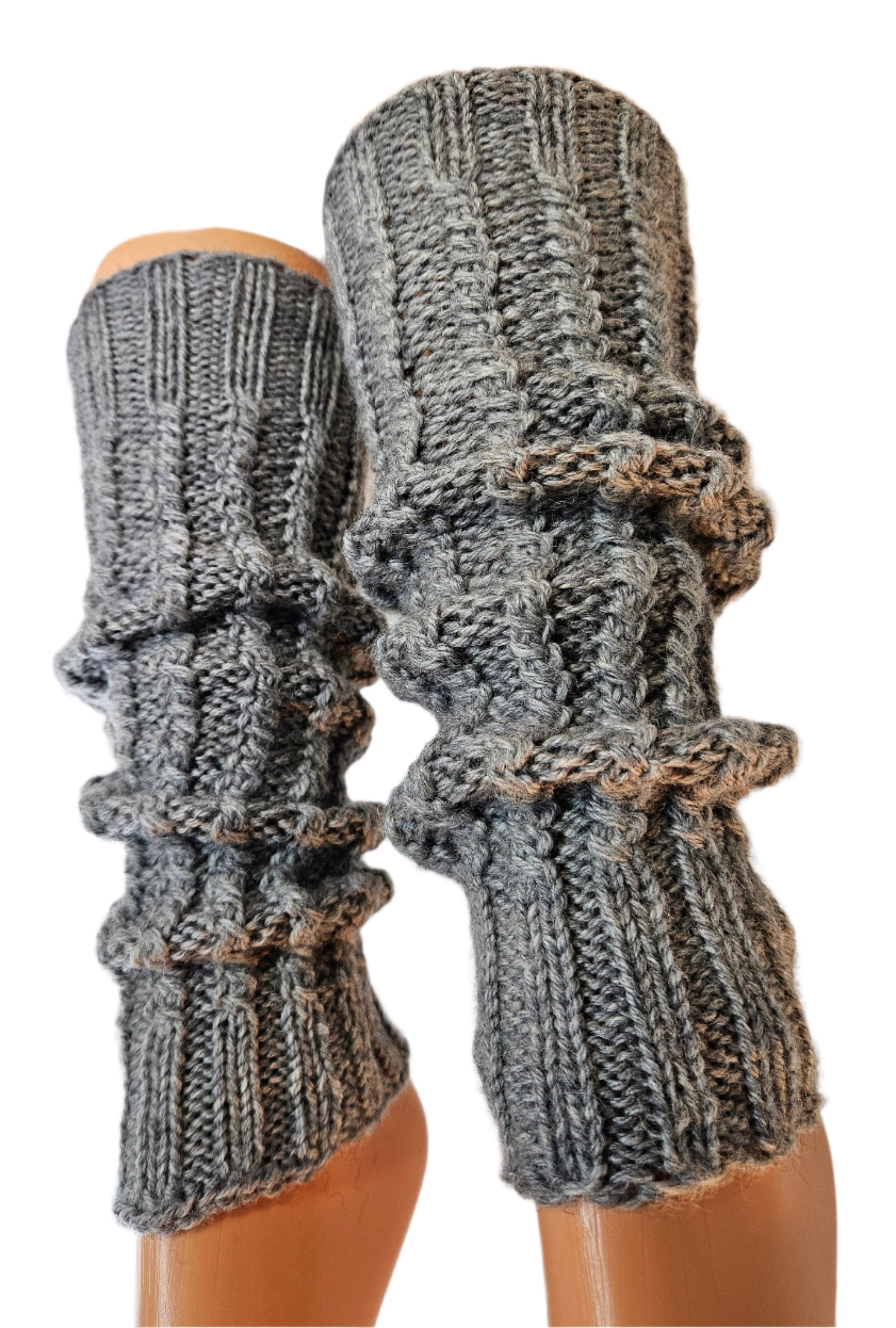 №S016. Wool knee high leg warmers. (Gray color) (RTS)