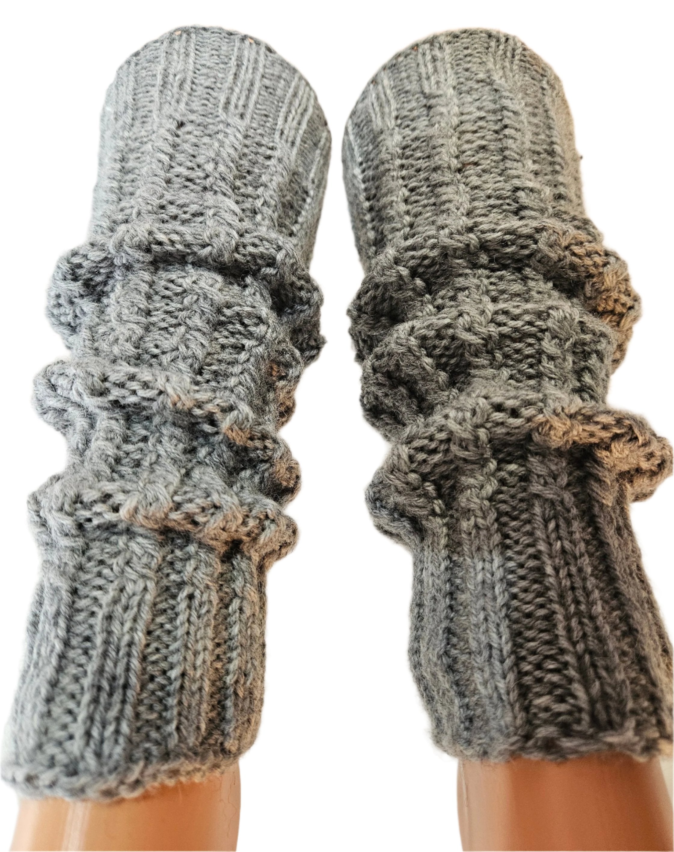 №S016. Wool knee high leg warmers. (Gray color) (RTS)