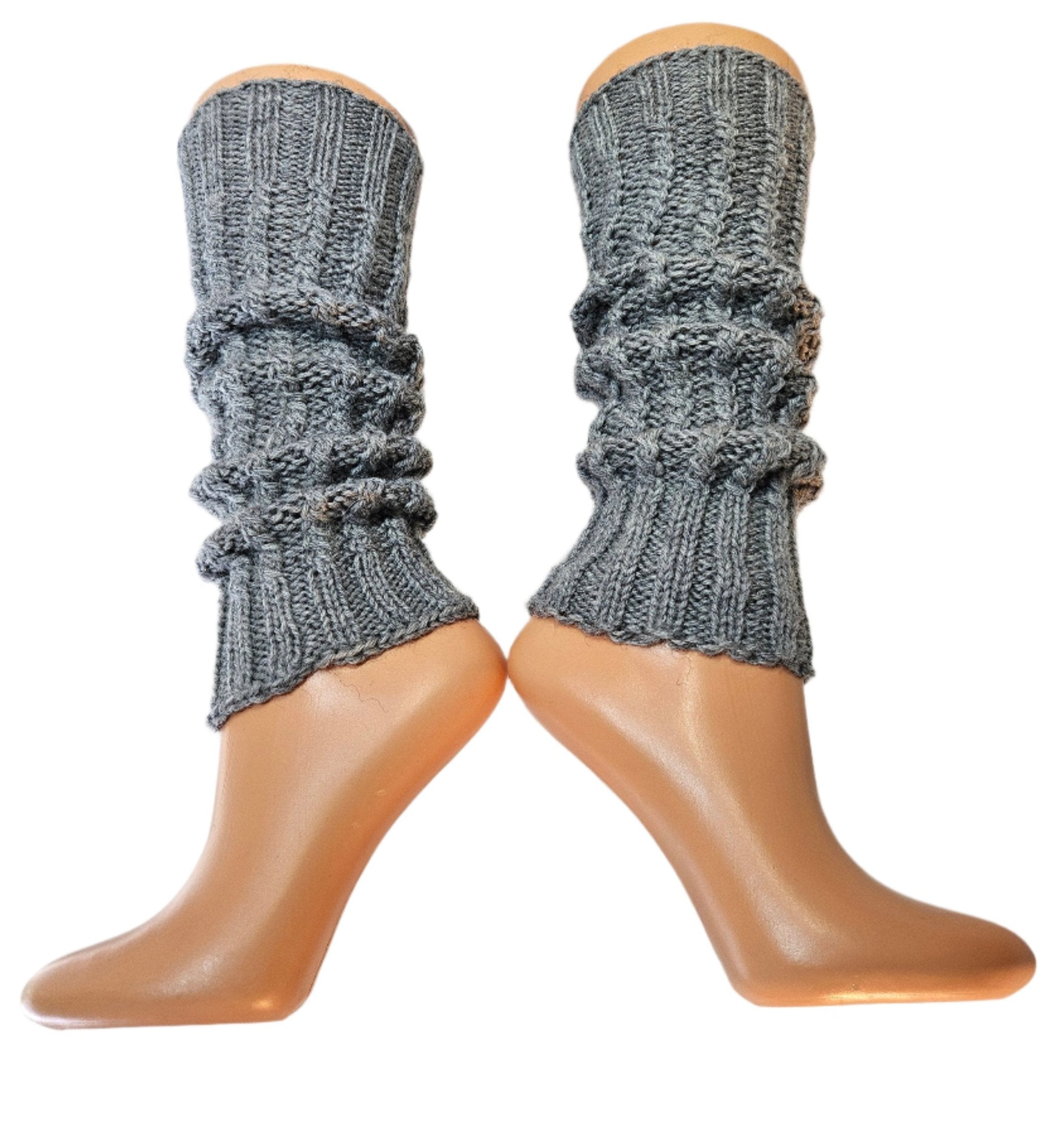 №S016. Wool knee high leg warmers. (Gray color) (RTS)