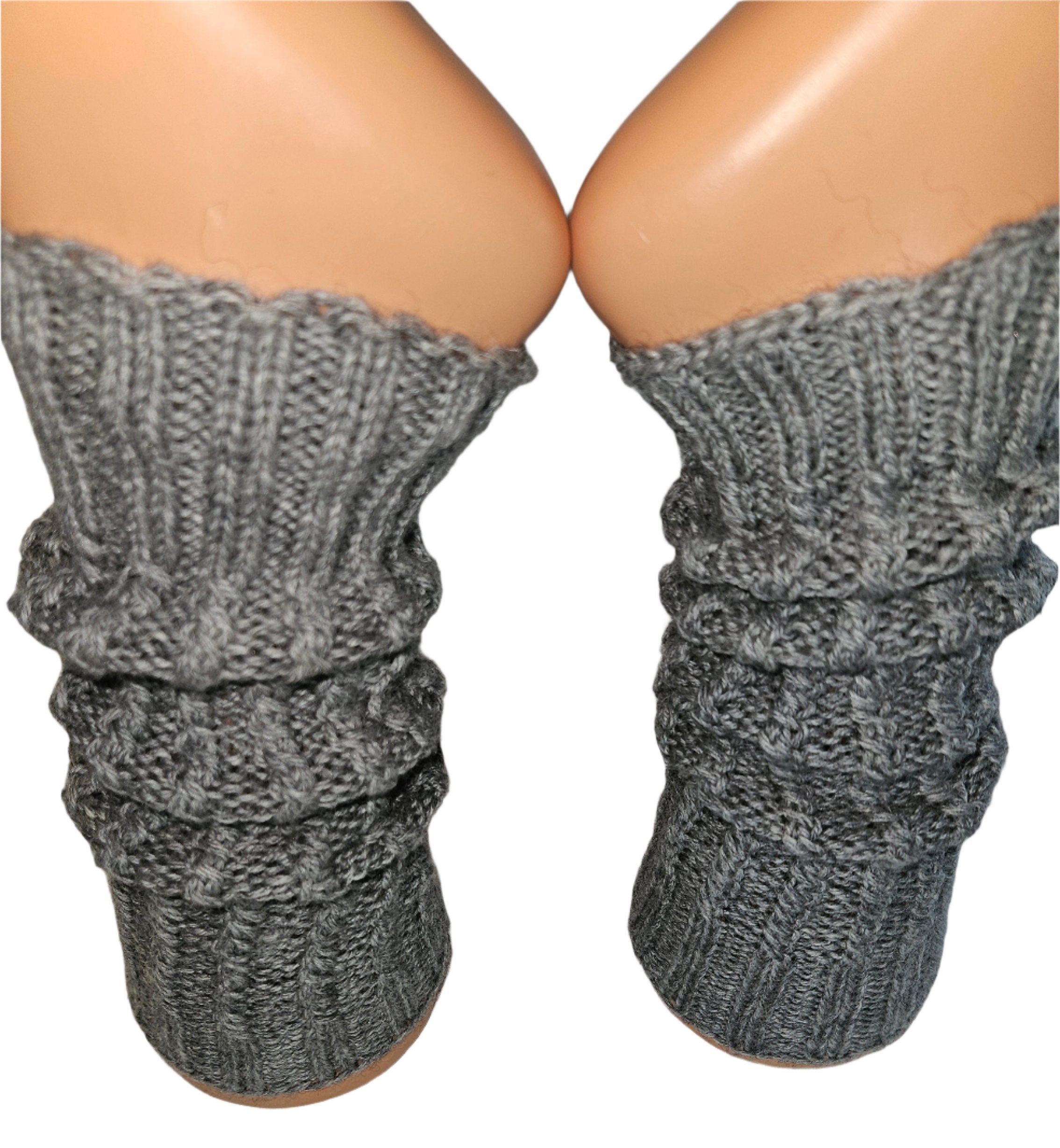 №S016. Wool knee high leg warmers. (Gray color) (RTS)