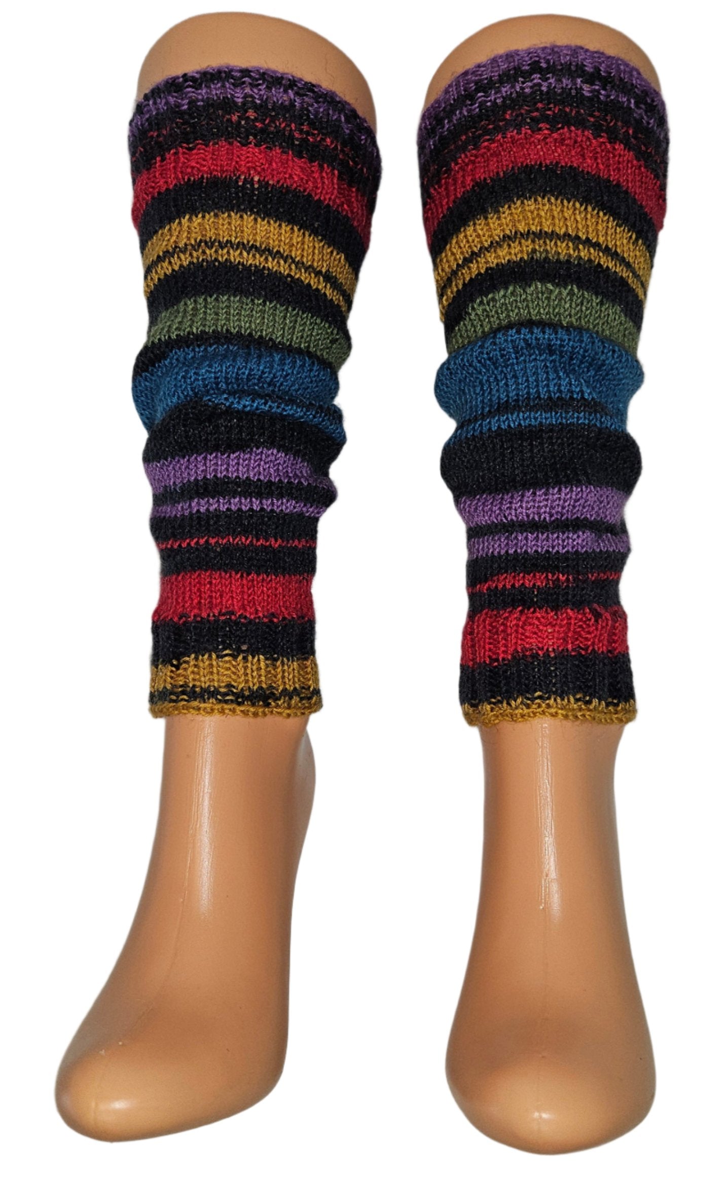 №S017. Striped Wool  knee leg warmers. (Multicolored) (RTS)