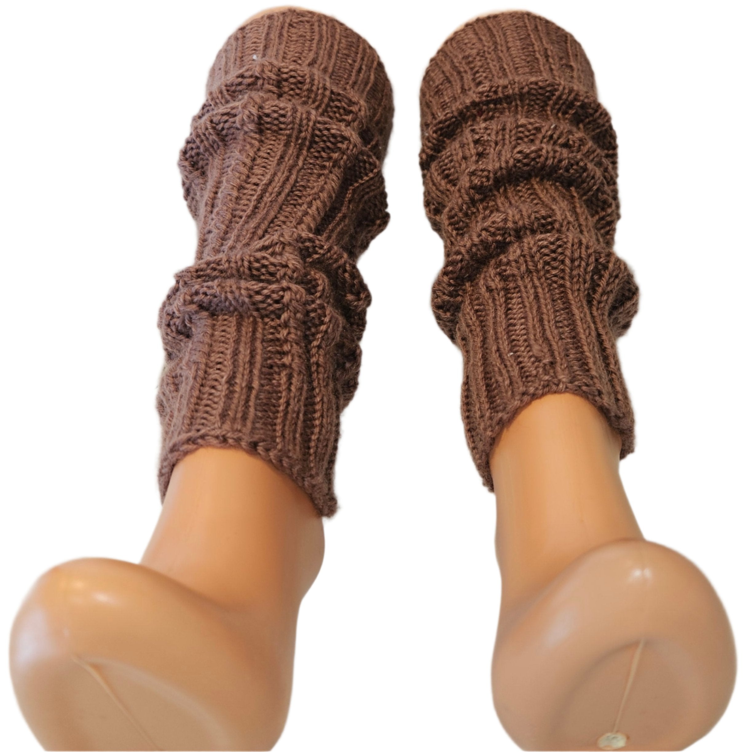 №S018. Knee high Wool leg warmers. (Brown color) (RTS)