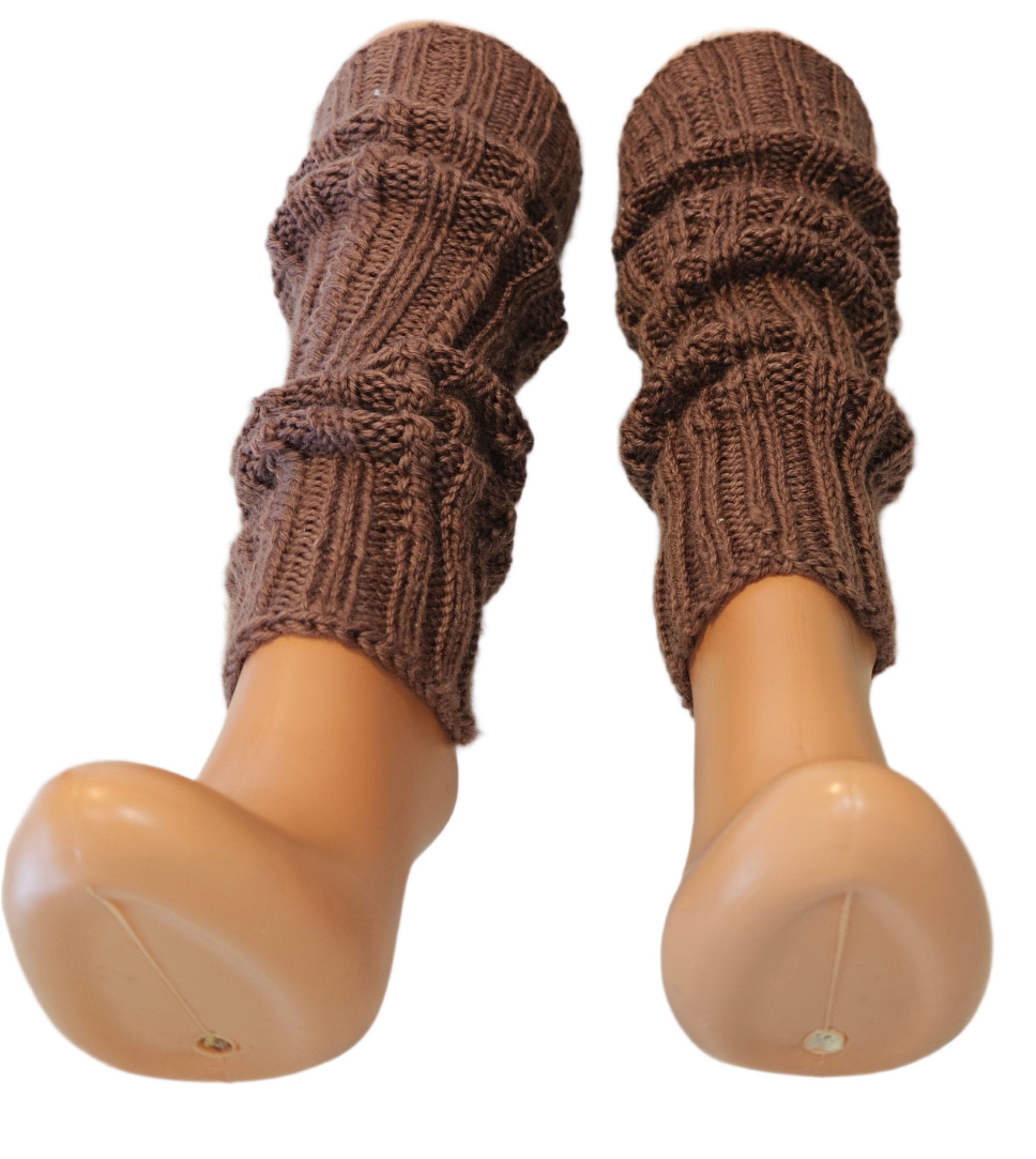 №S018. Knee high Wool leg warmers. (Brown color) (RTS)