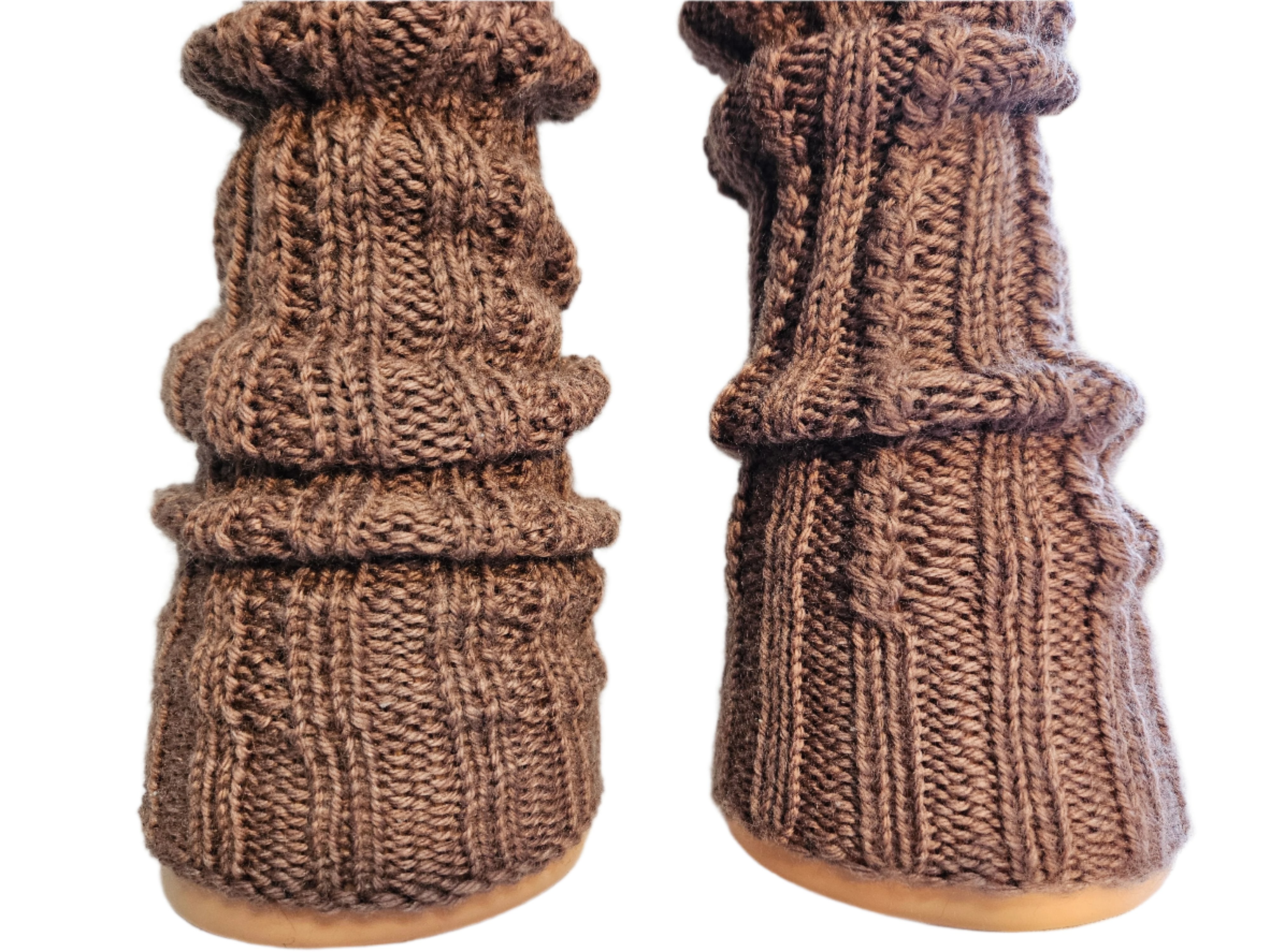 №S018. Knee high Wool leg warmers. (Brown color) (RTS)