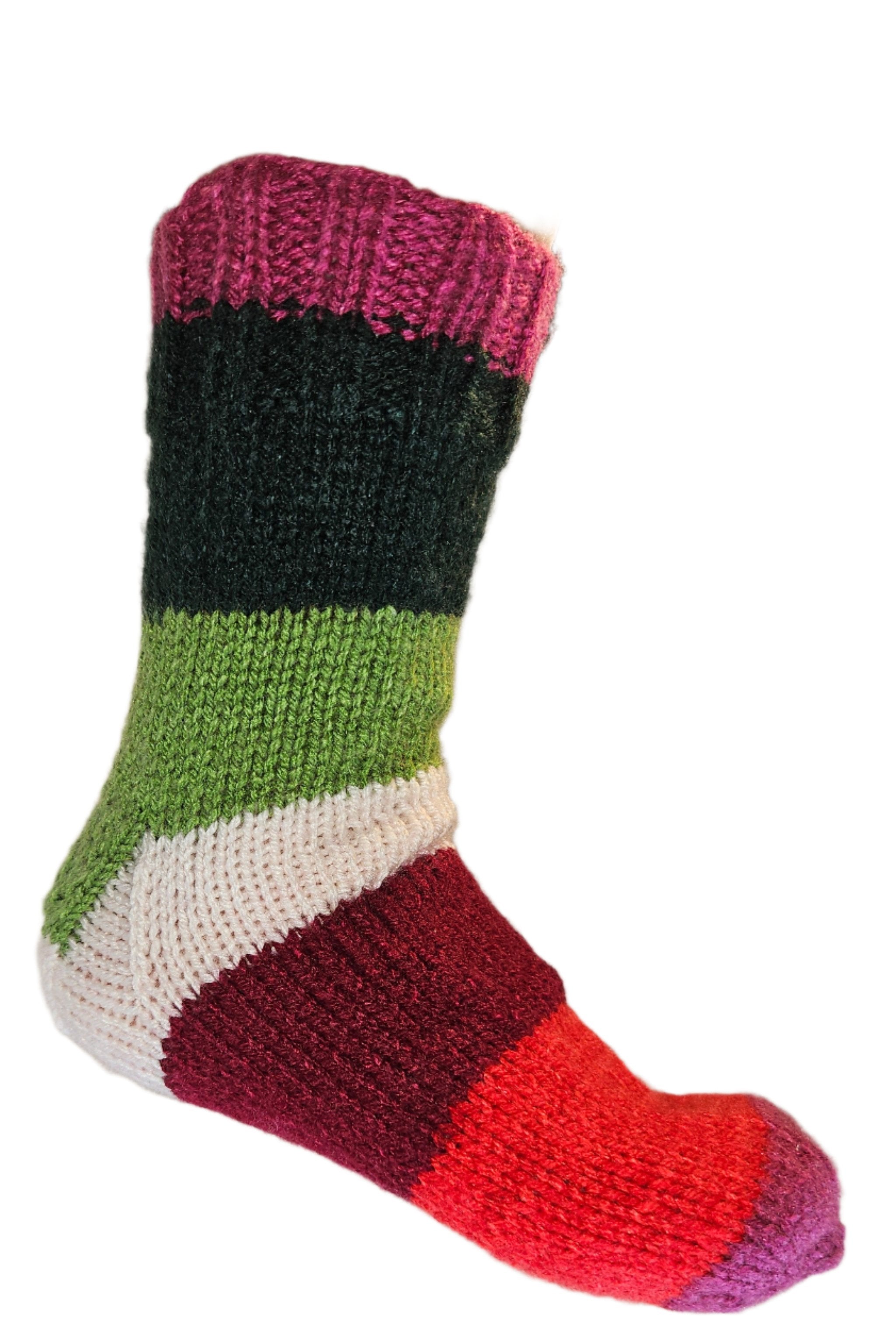 №S021. Hand Knitted Wool socks. (Christmas family) (RTS)