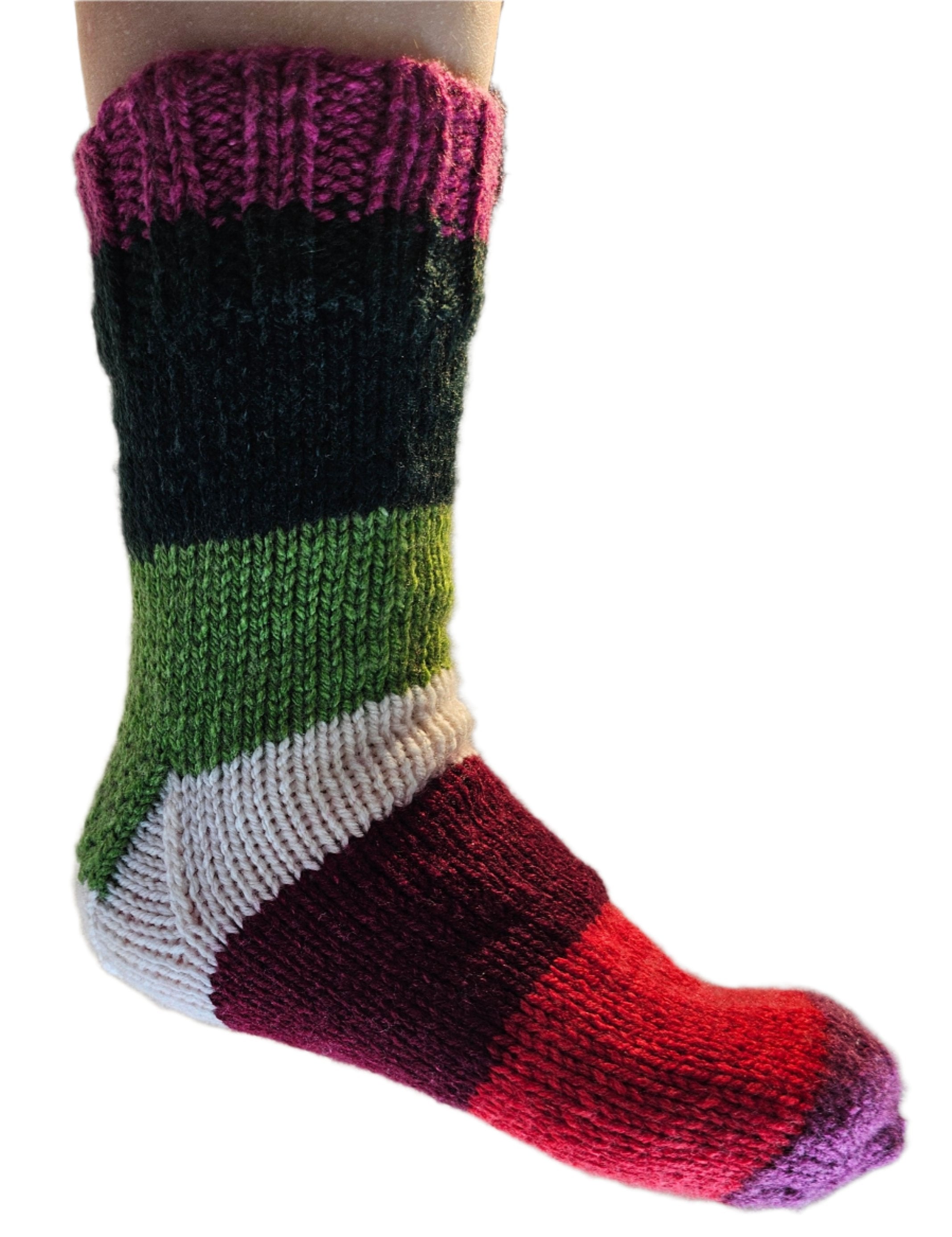 №S021. Hand Knitted Wool socks. (Christmas family) (RTS)