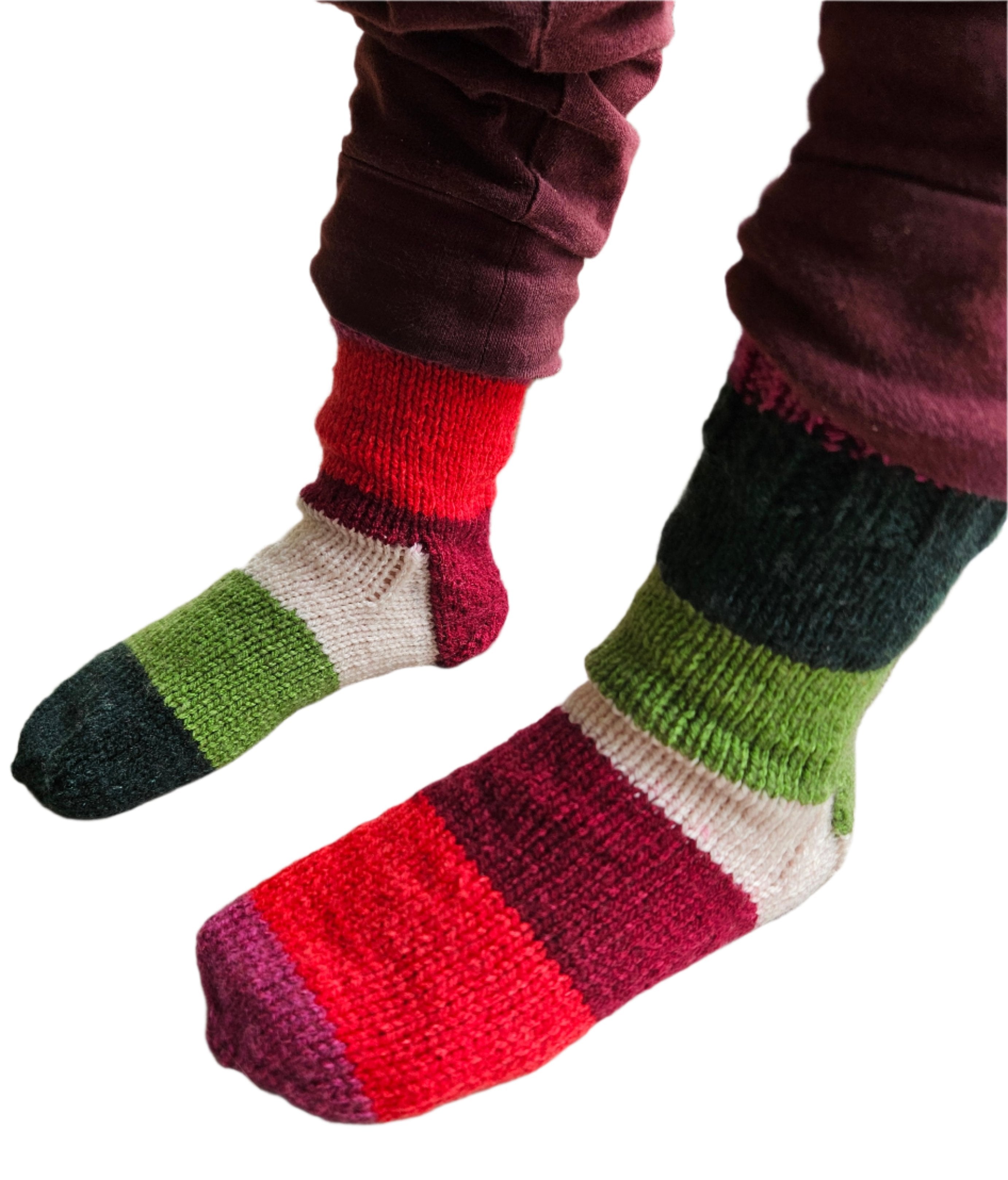 №S021. Hand Knitted Wool socks. (Christmas family) (RTS)