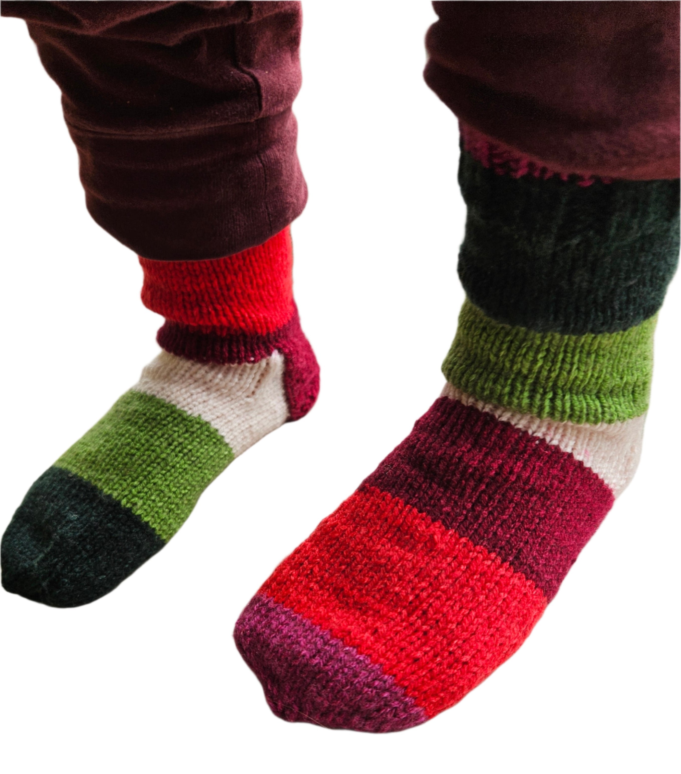 №S021. Hand Knitted Wool socks. (Christmas family) (RTS)