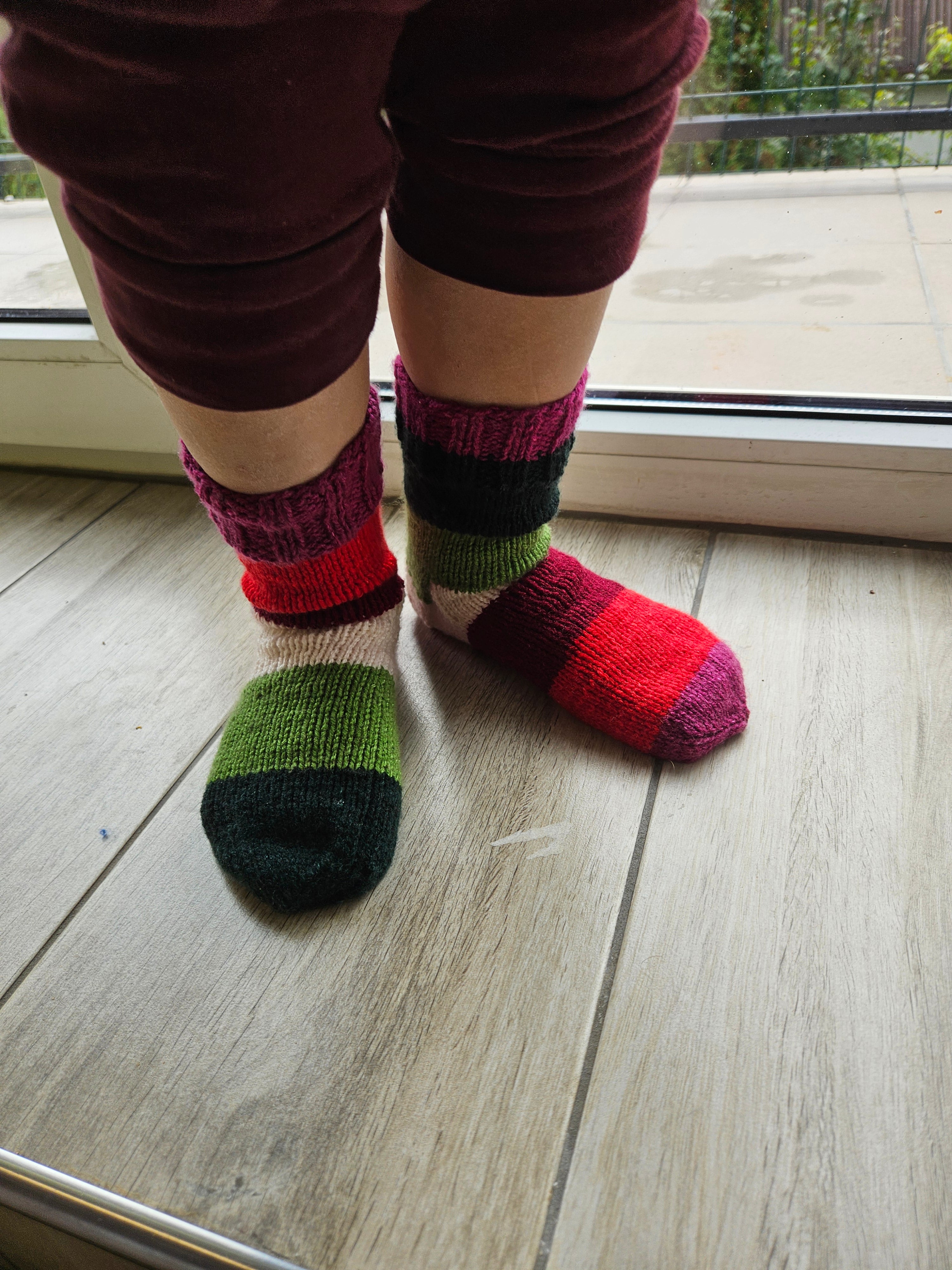 №S021. Hand Knitted Wool socks. (Christmas family) (RTS)