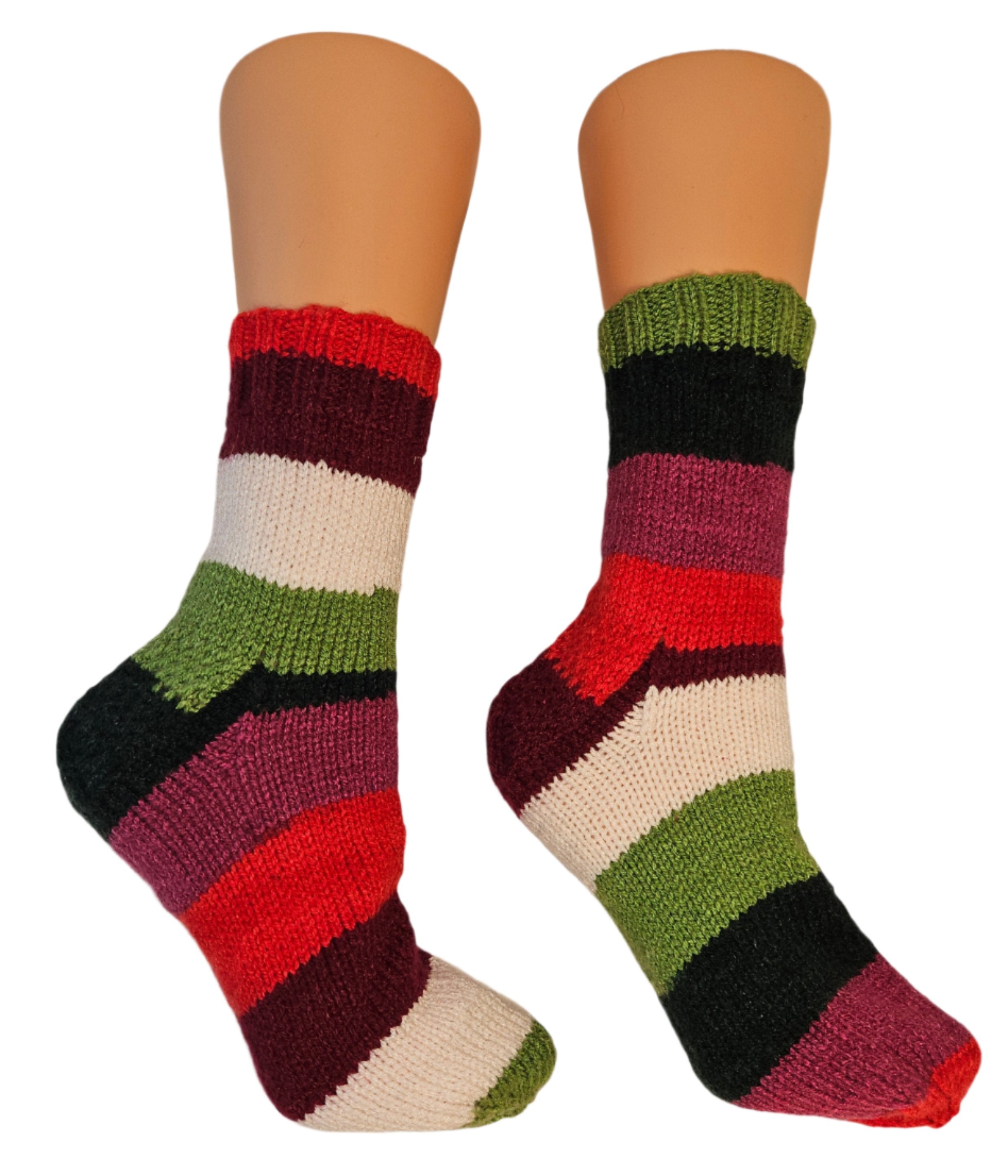 №S021. Hand Knitted Wool socks. (Christmas family) (RTS)