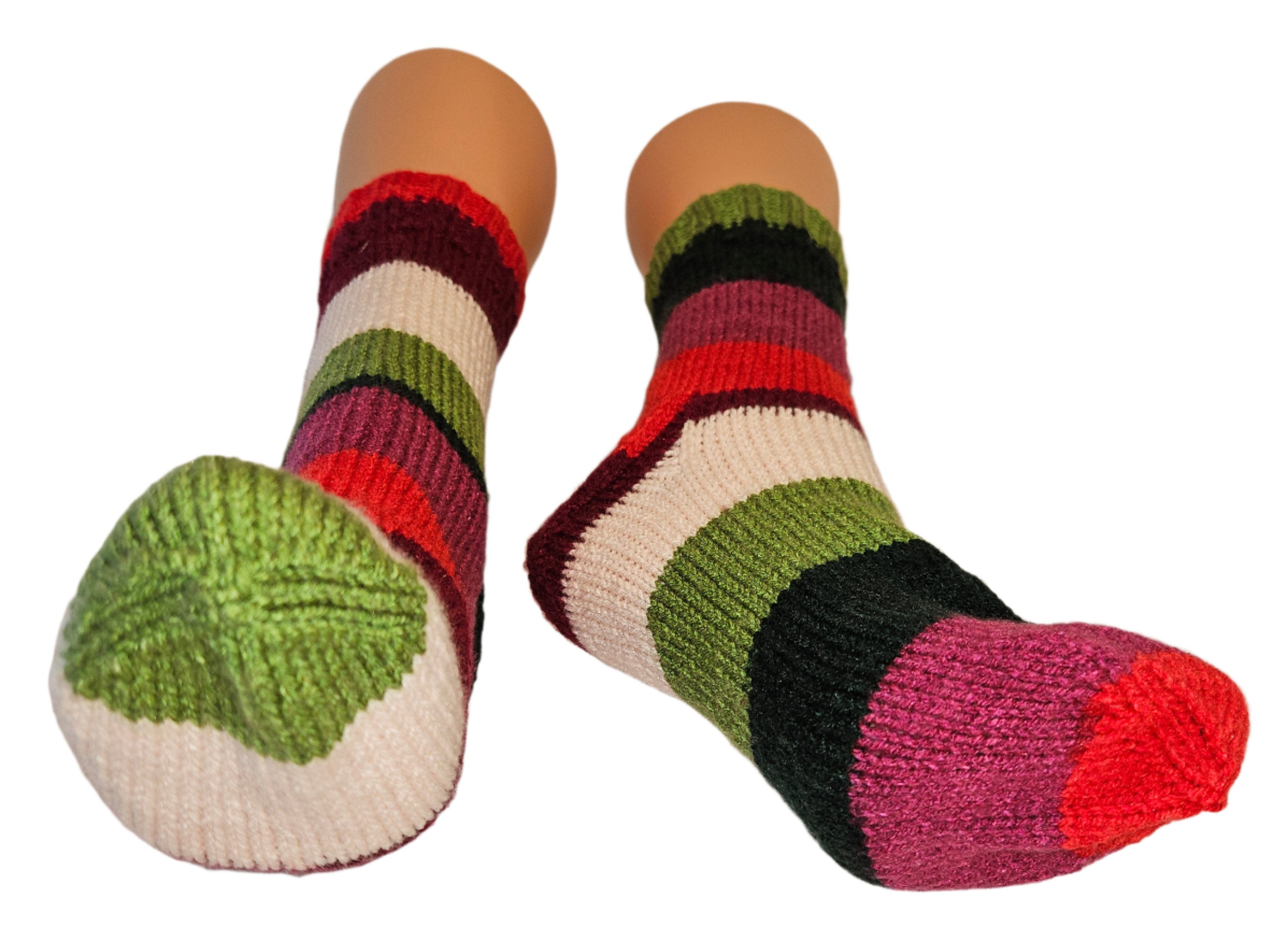 №S021. Hand Knitted Wool socks. (Christmas family) (RTS)