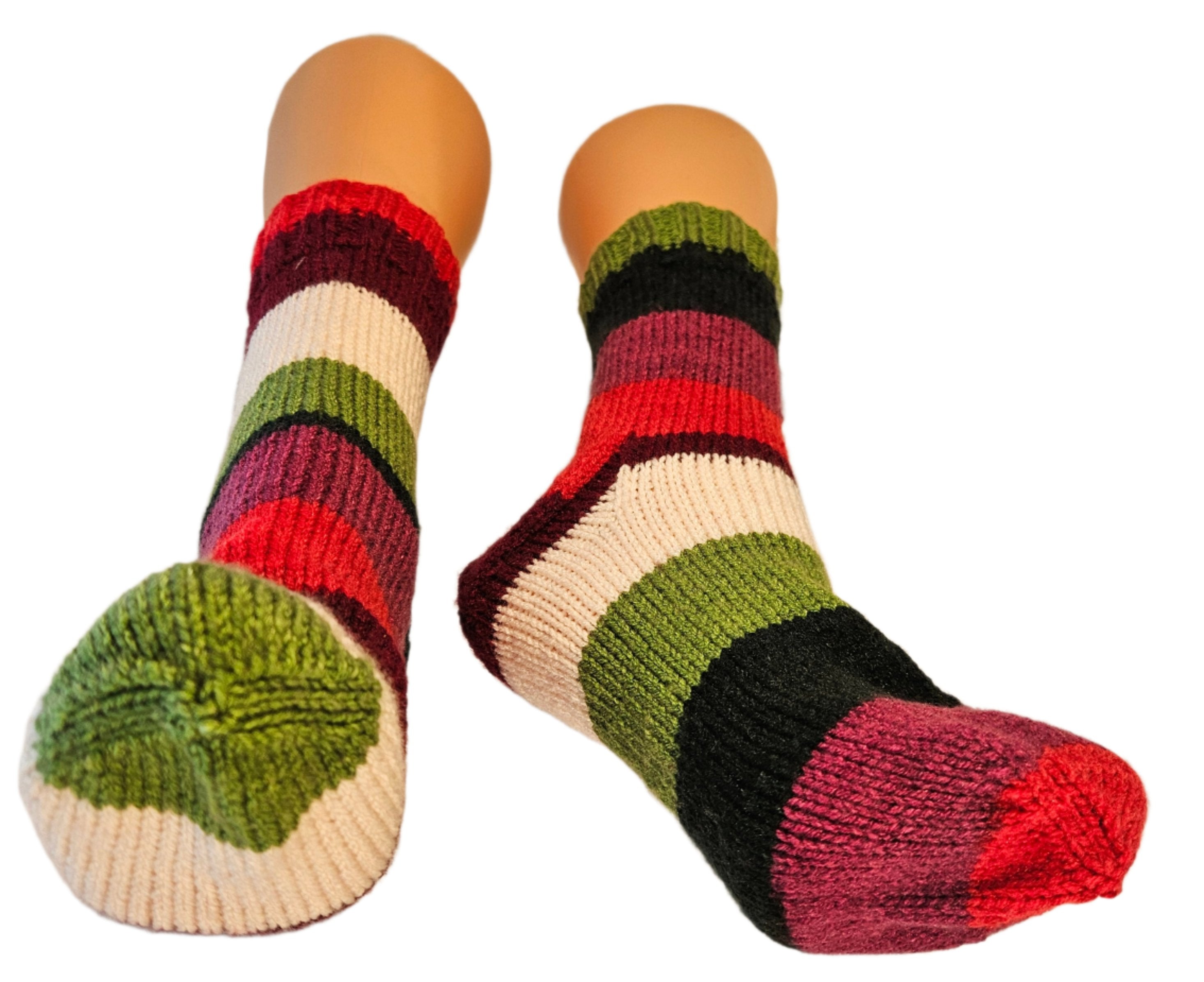 №S021. Hand Knitted Wool socks. (Christmas family) (RTS)