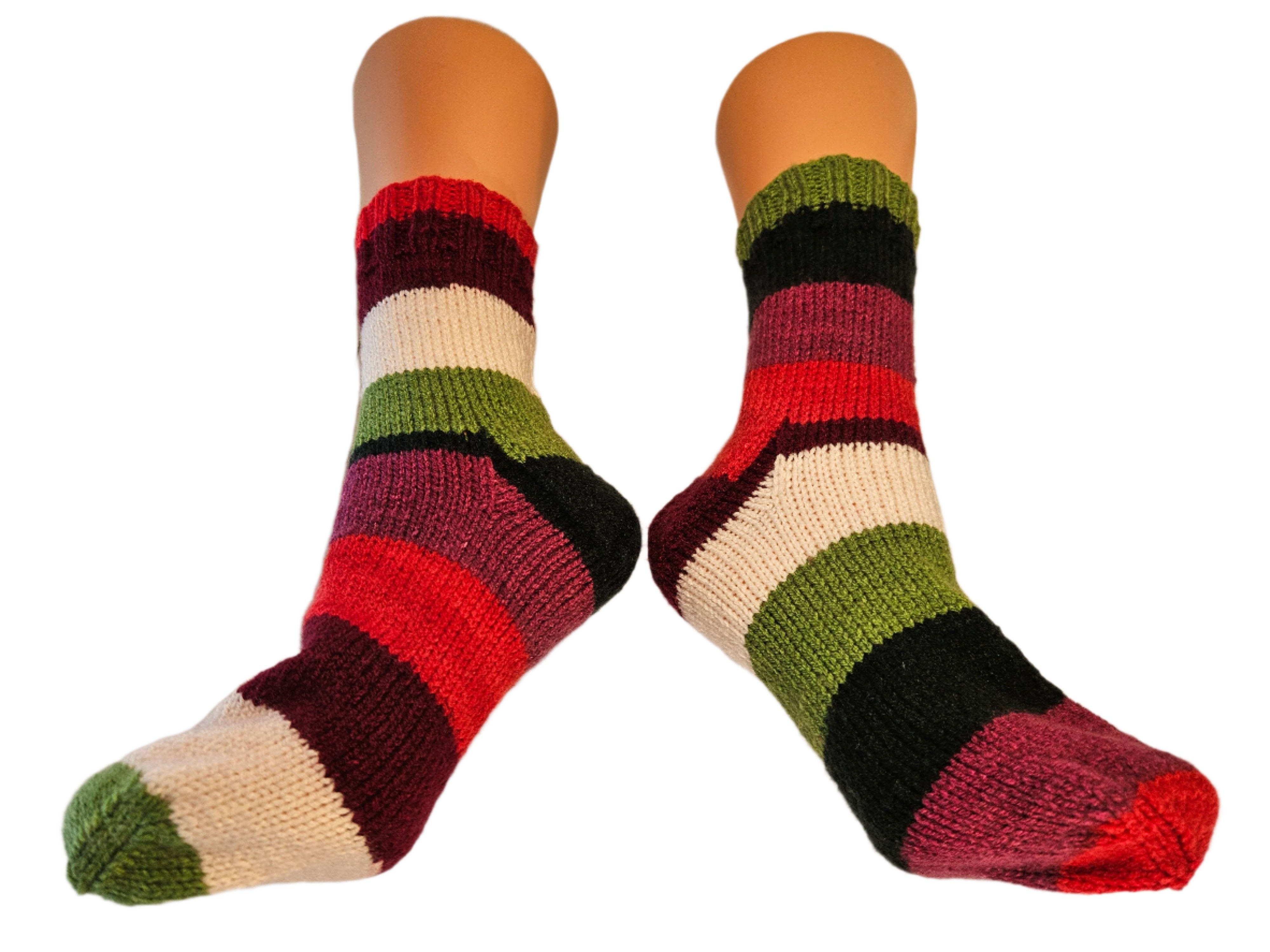 №S021. Hand Knitted Wool socks. (Christmas family) (RTS)