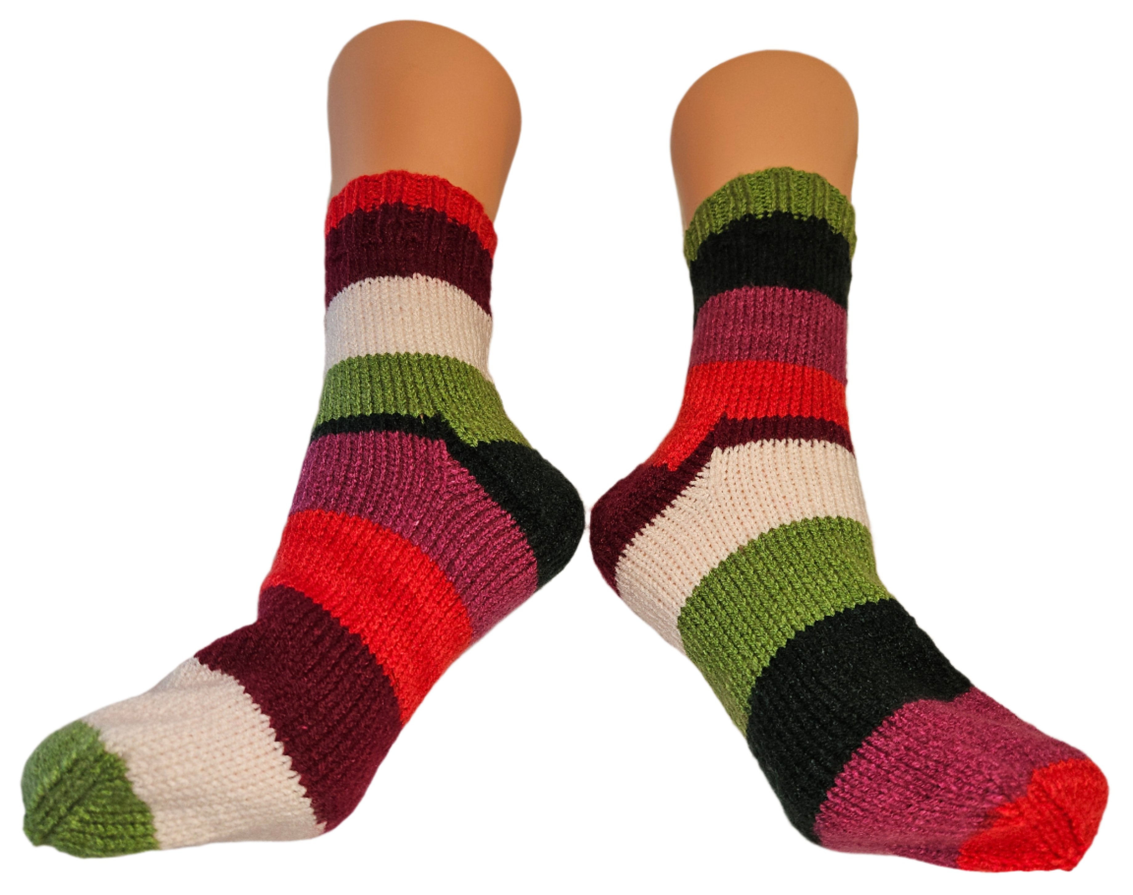 №S021. Hand Knitted Wool socks. (Christmas family) (RTS)