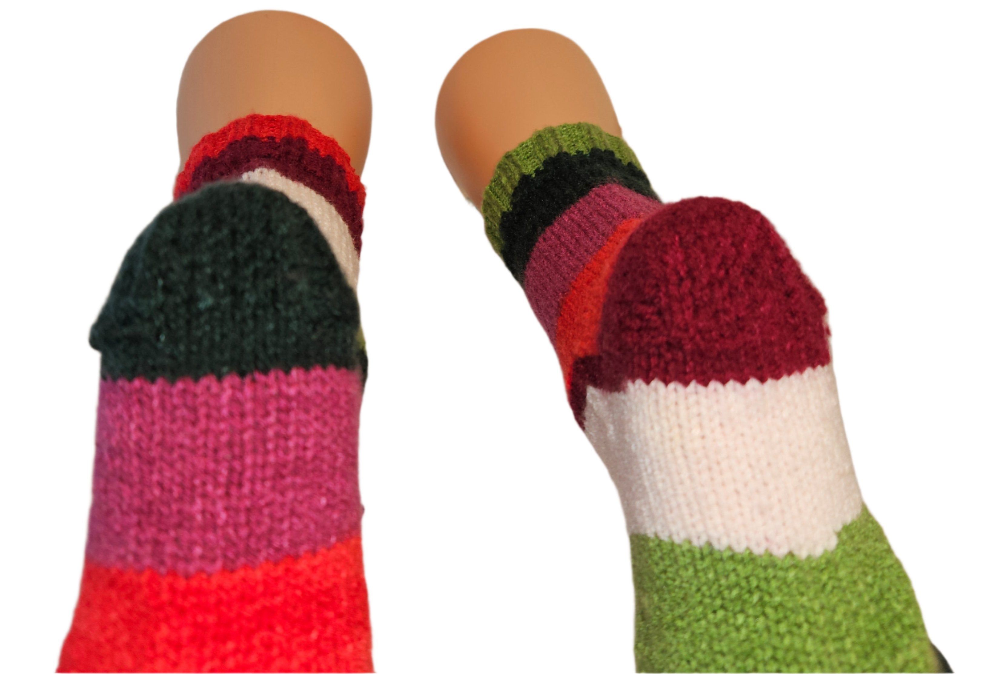 №S021. Hand Knitted Wool socks. (Christmas family) (RTS)