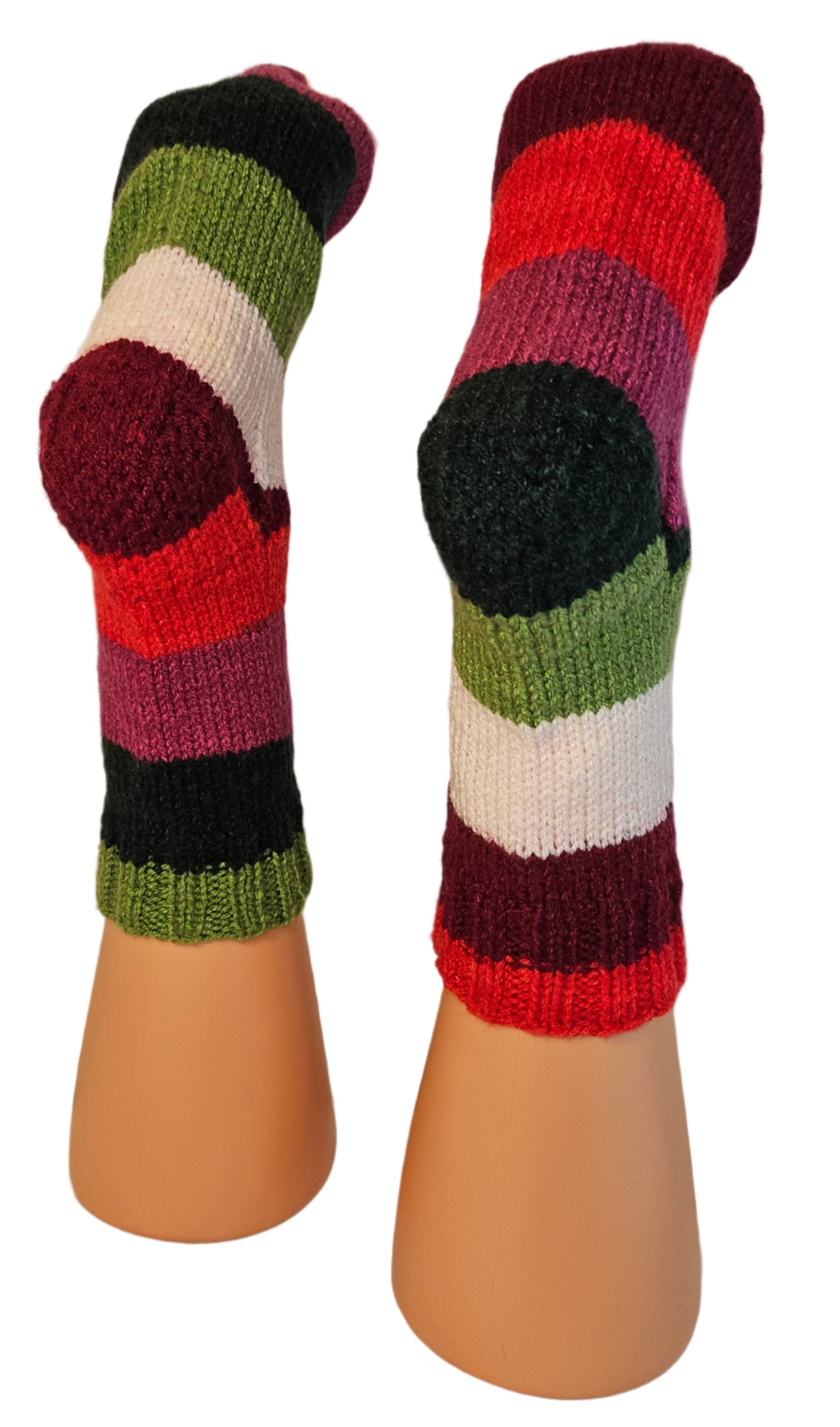 №S021. Hand Knitted Wool socks. (Christmas family) (RTS)