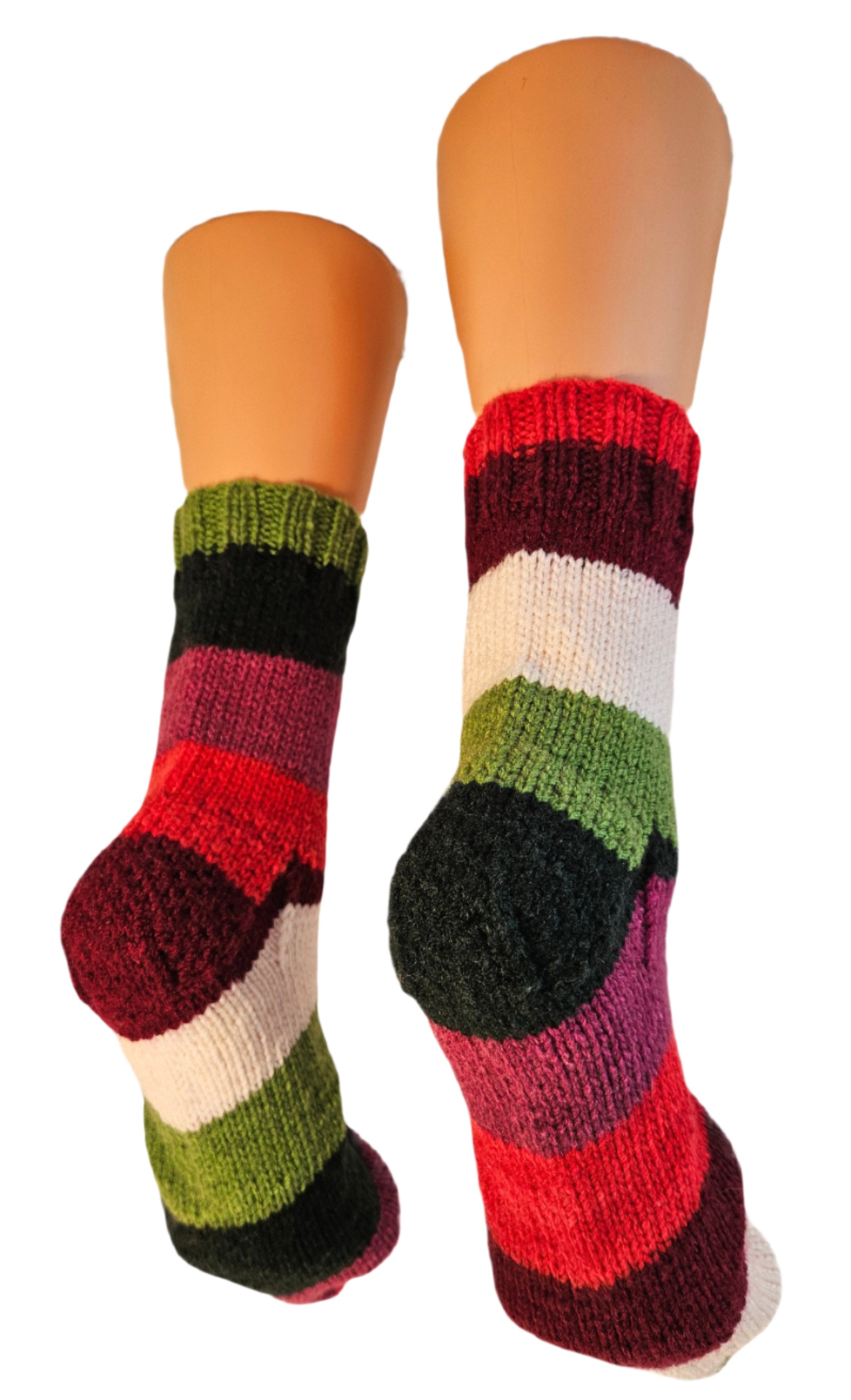 №S021. Hand Knitted Wool socks. (Christmas family) (RTS)