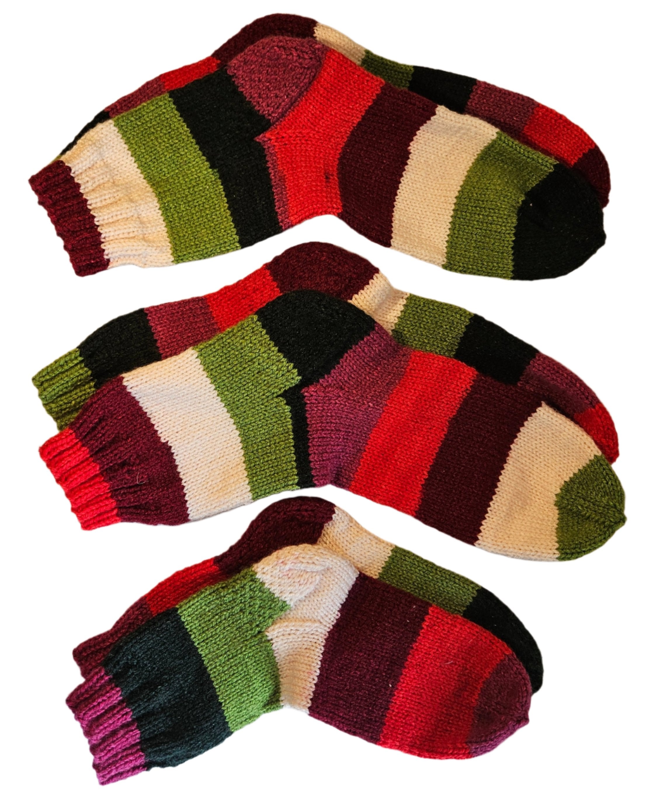 №S021. Hand Knitted Wool socks. (Christmas family) (RTS)