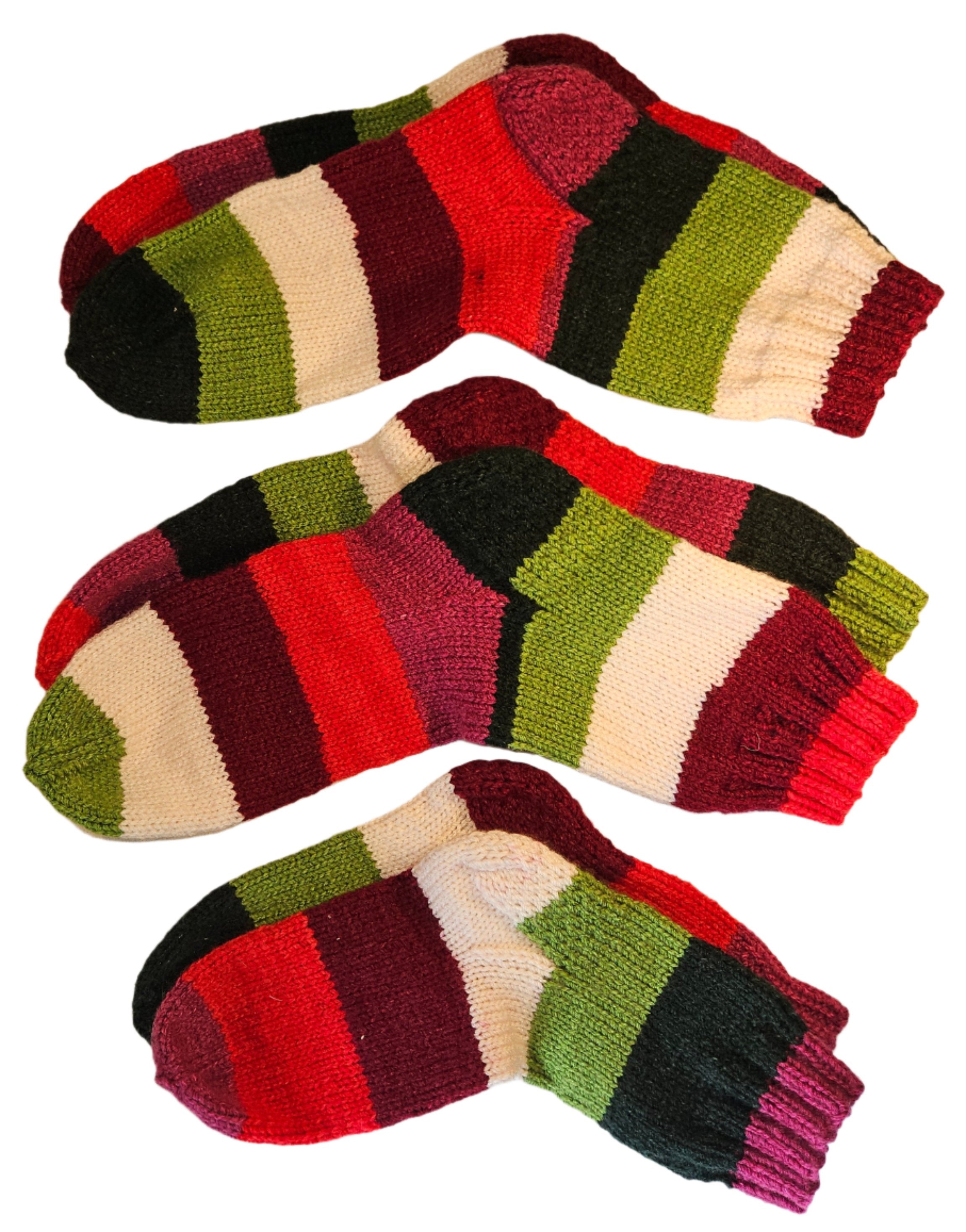 №S021. Hand Knitted Wool socks. (Christmas family) (RTS)