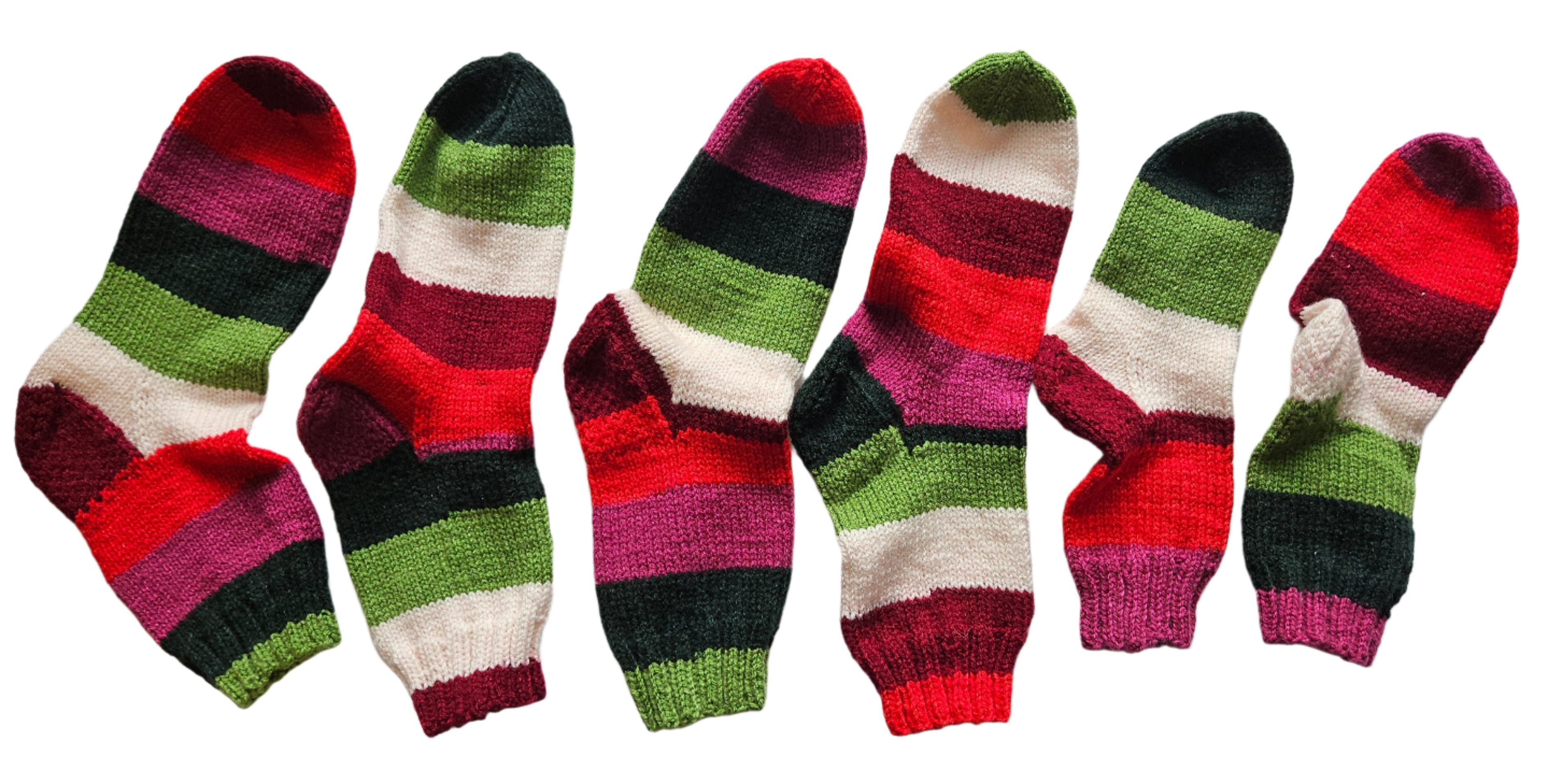 №S021. Hand Knitted Wool socks. (Christmas family) (RTS)