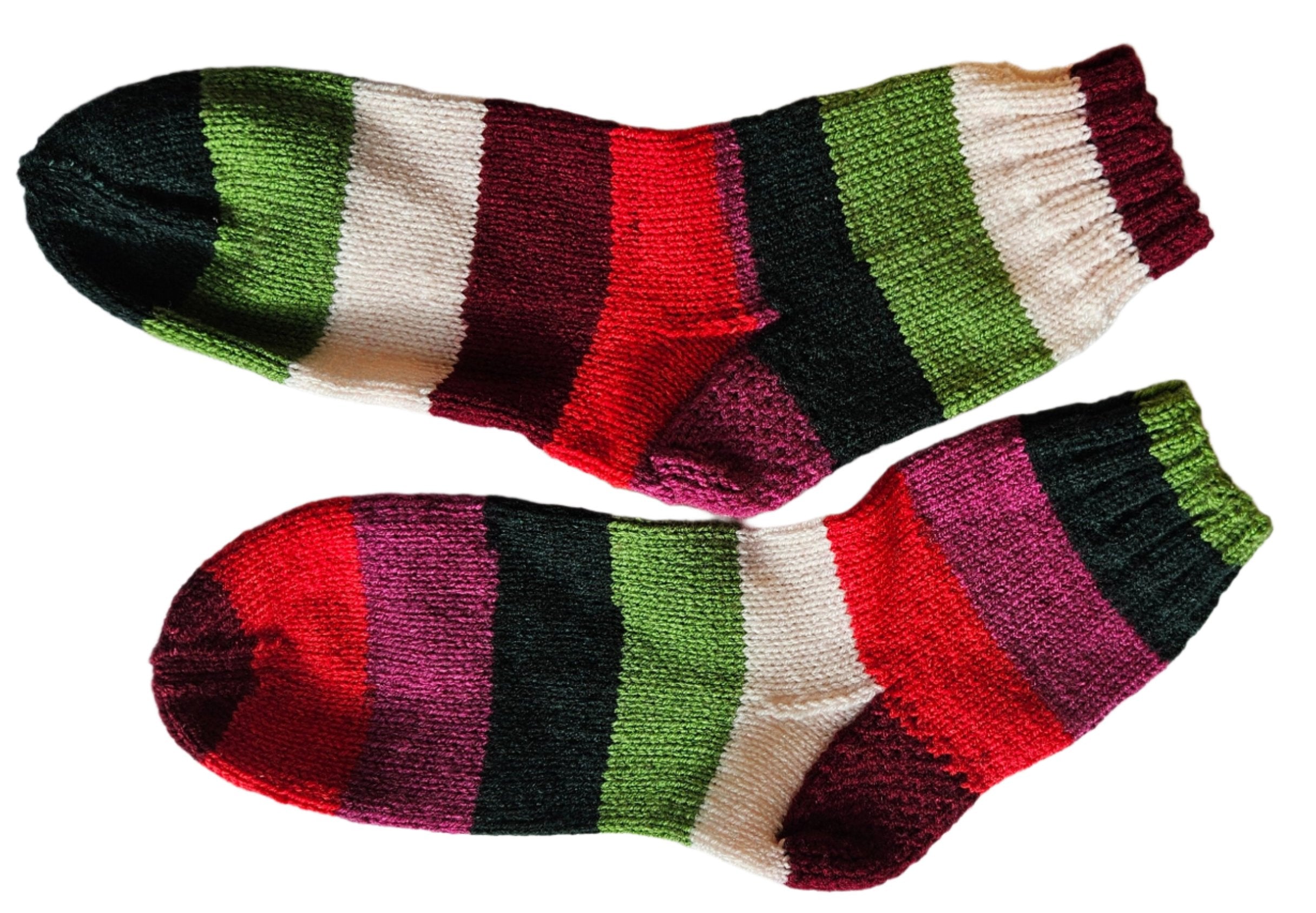 №S021. Hand Knitted Wool socks. (Christmas family) (RTS)