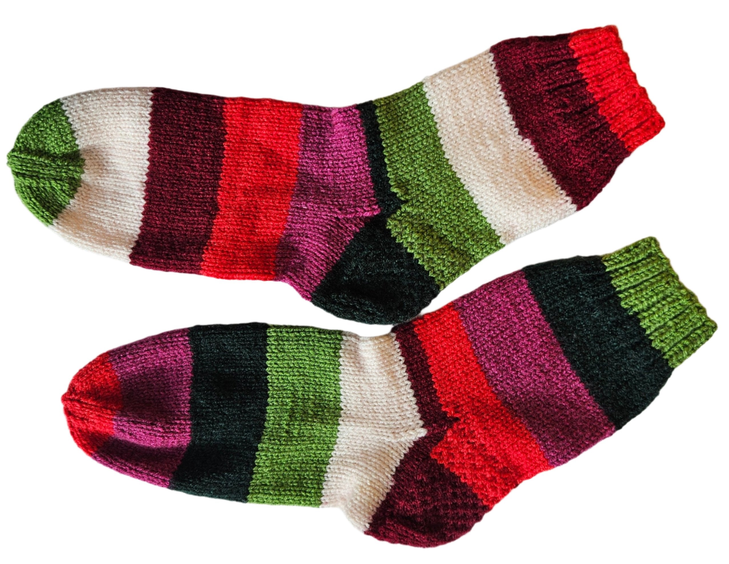 №S021. Hand Knitted Wool socks. (Christmas family) (RTS)