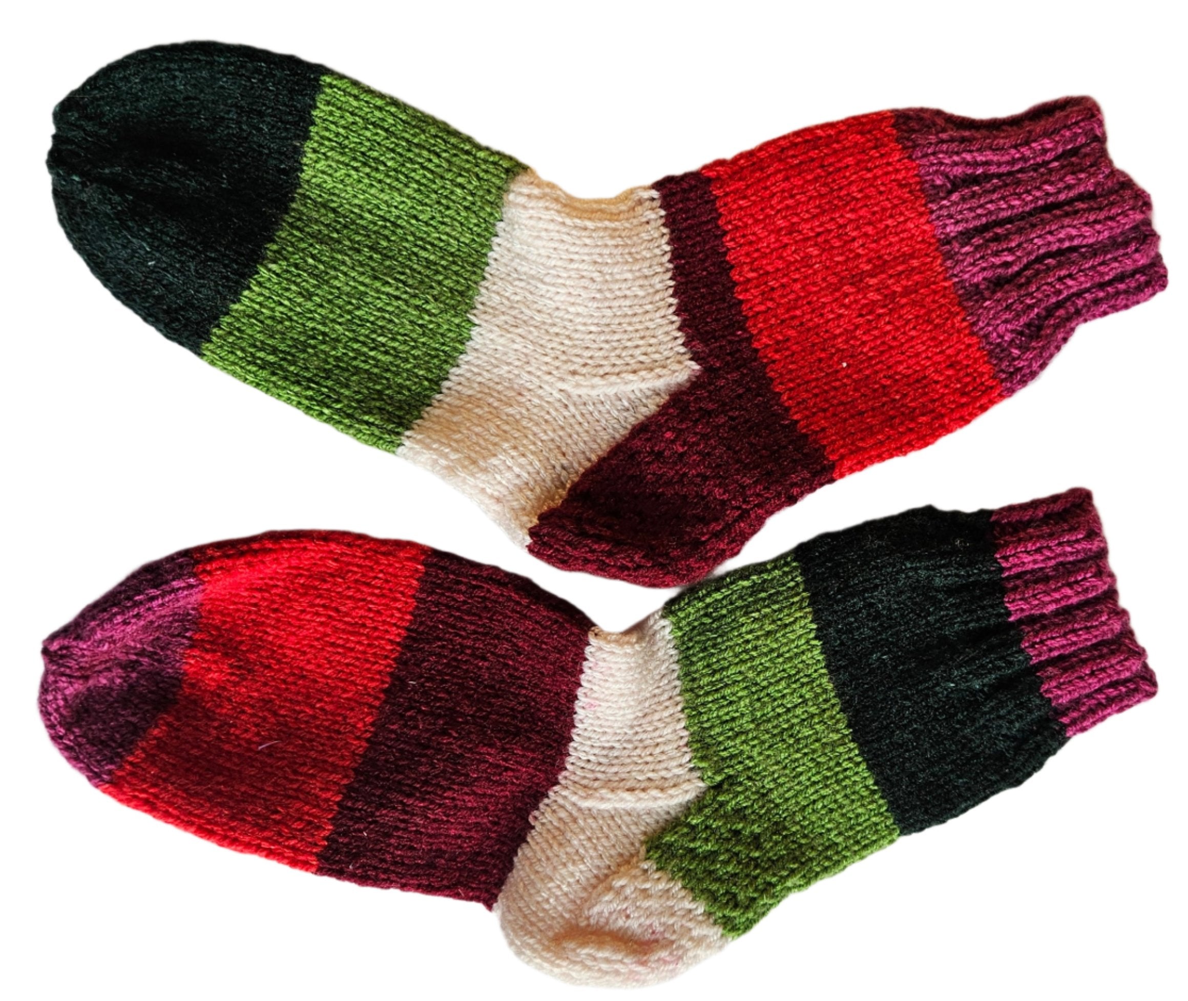 №S021. Hand Knitted Wool socks. (Christmas family) (RTS)