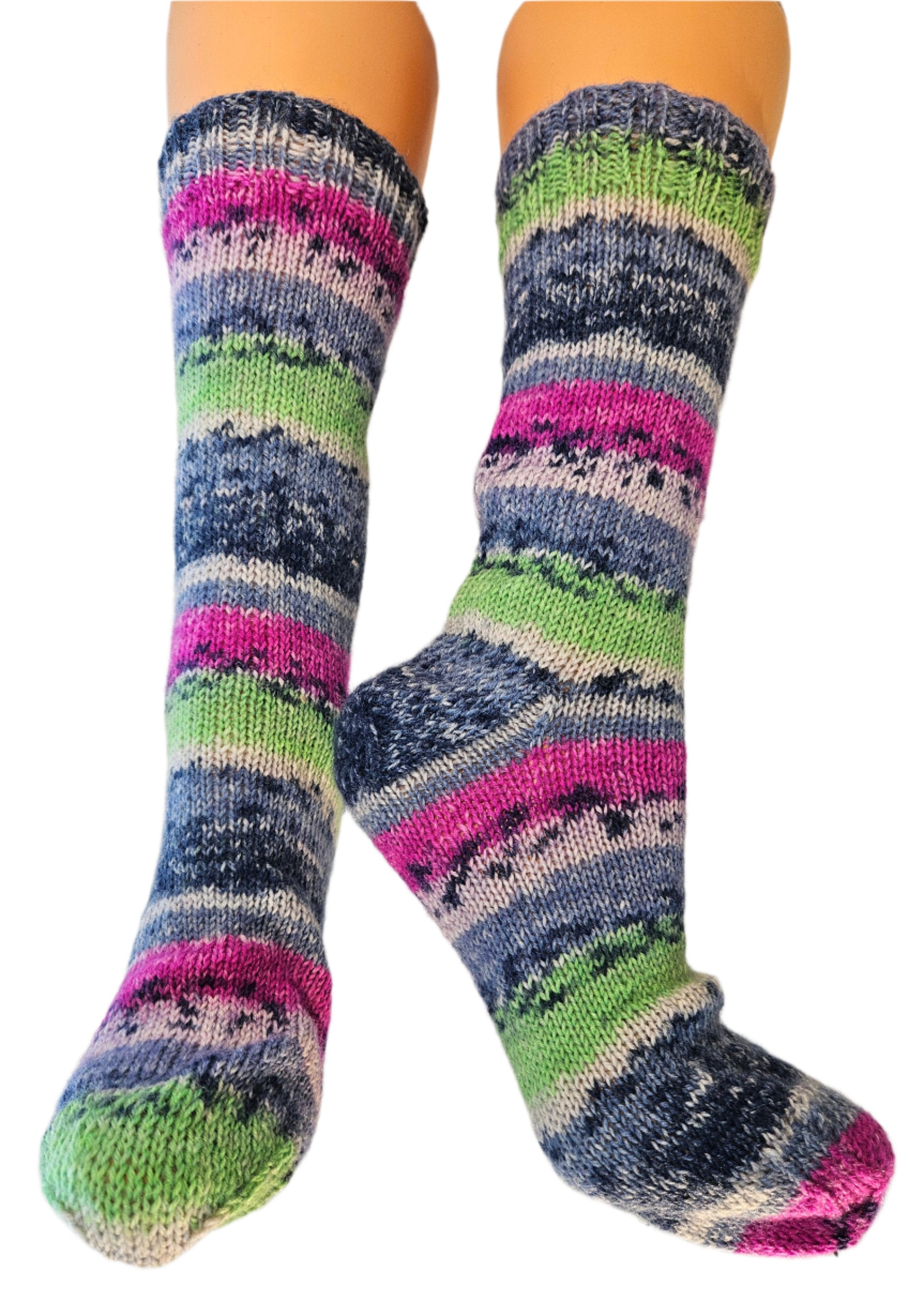 №S022. Hand Knitted Wool socks. (Sunrise) (RTS)