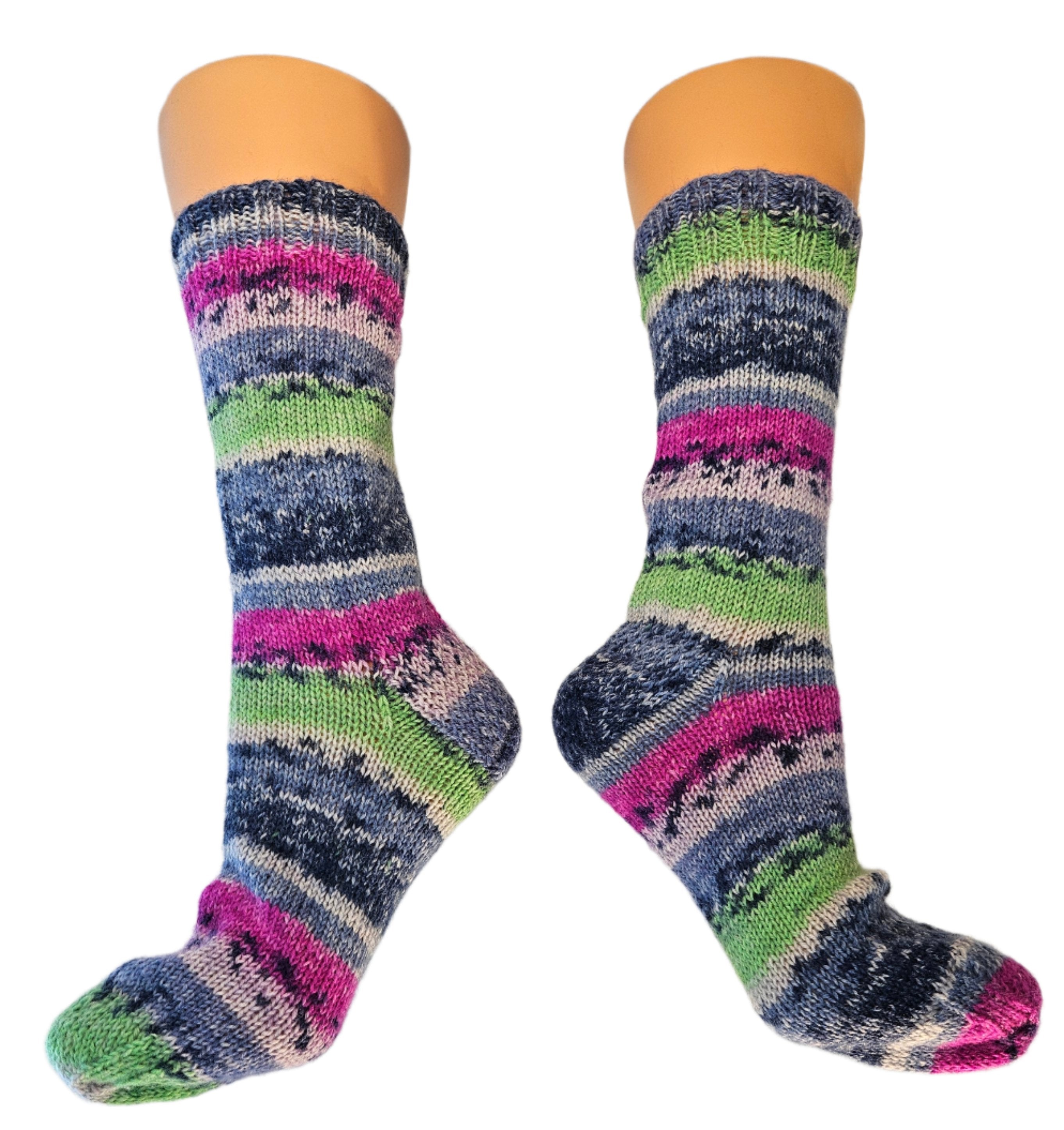 №S022. Hand Knitted Wool socks. (Sunrise) (RTS)