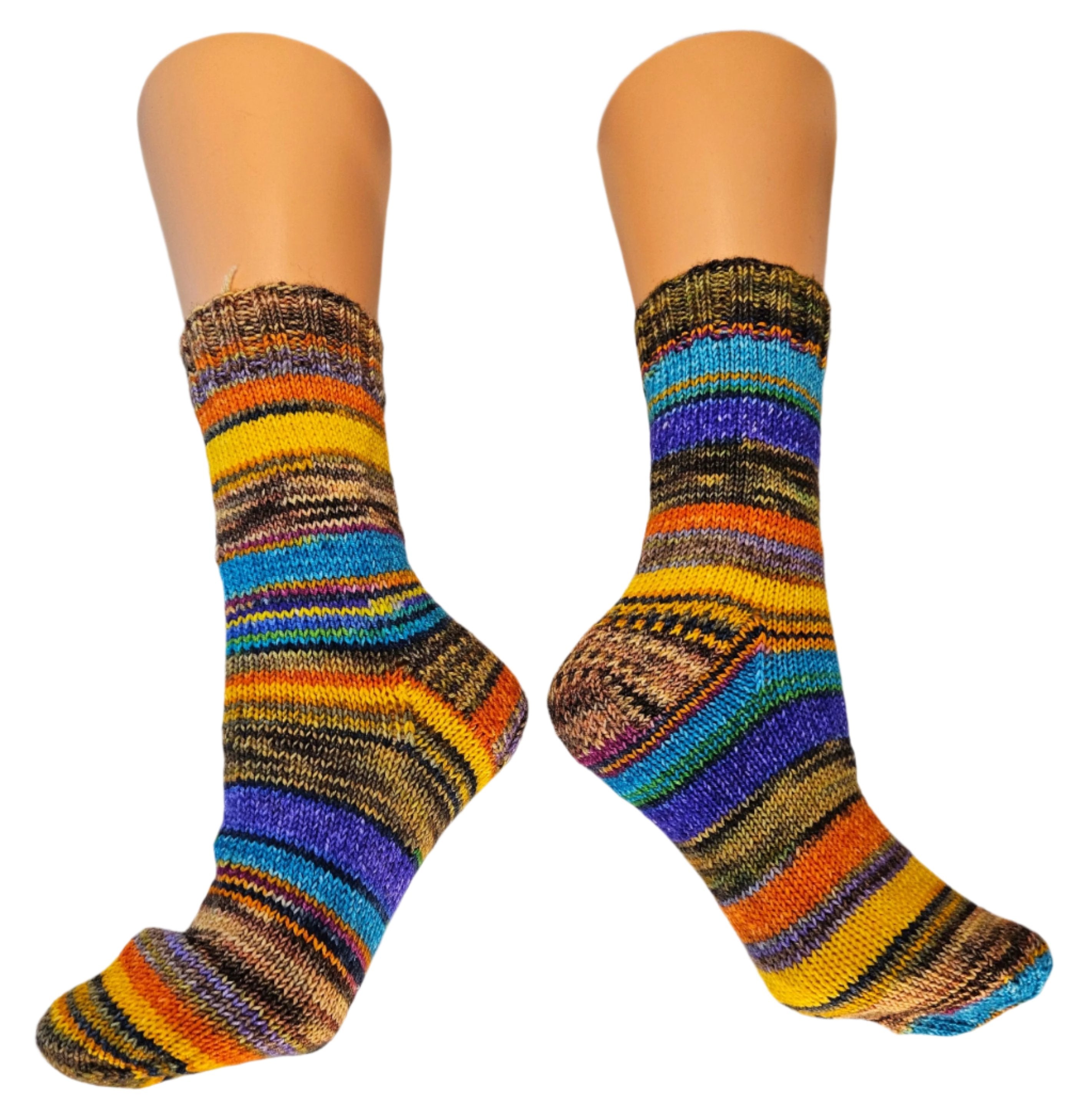 №S023. Hand Knitted Merino Wool socks. (Paradise) (RTS)