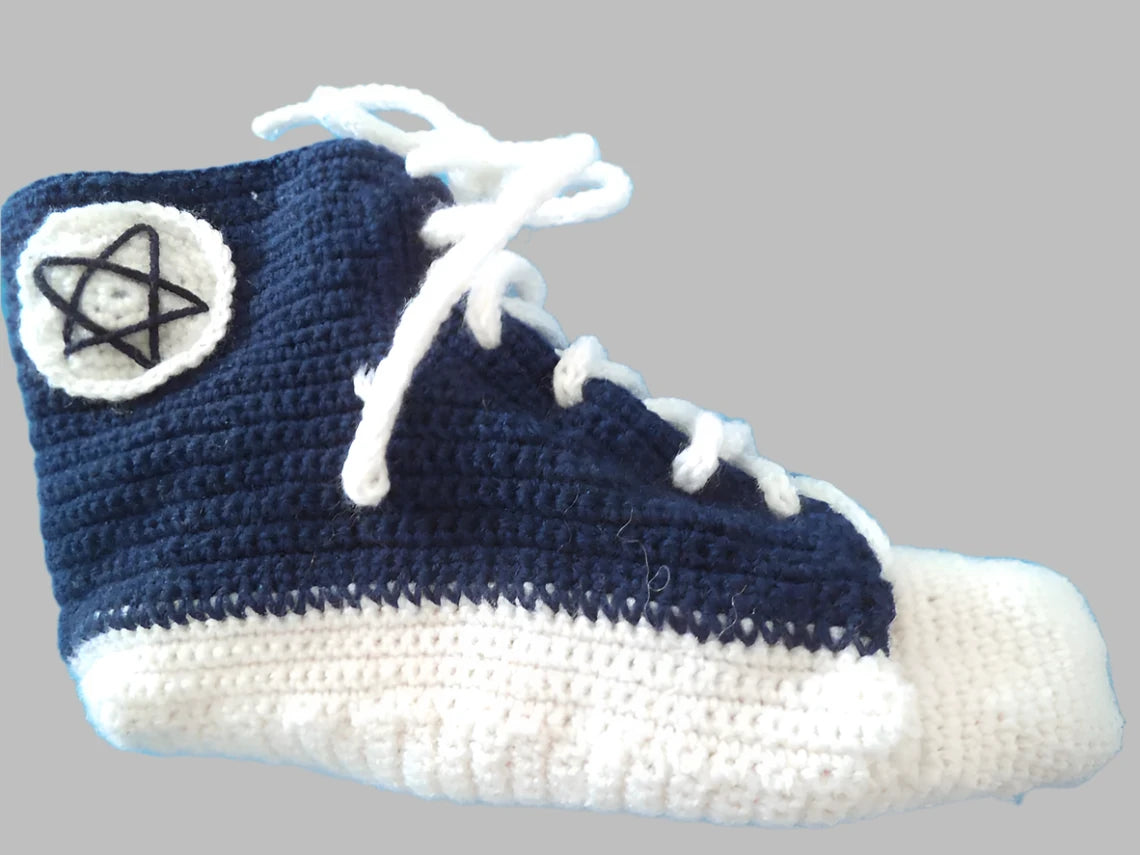 №S010. Hand Knitted Wool socks. (Blue Converse) (MTO)