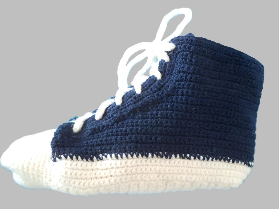 №S010. Hand Knitted Wool socks. (Blue Converse) (MTO)