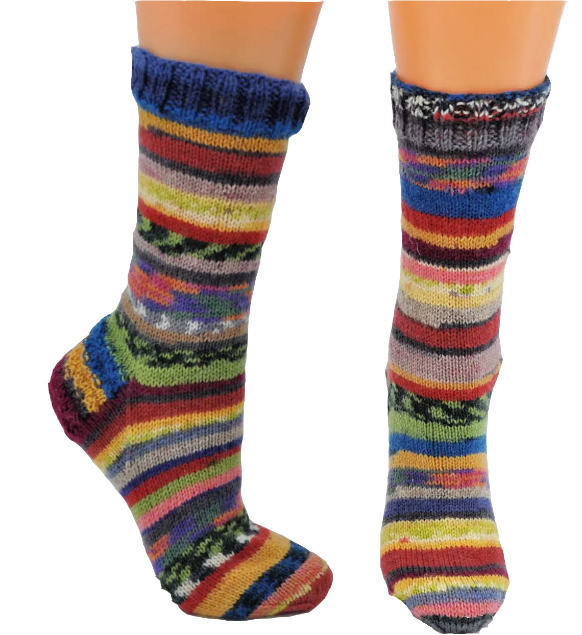 №S009. Hand Knitted Wool socks. (Scrappy) (MTO)