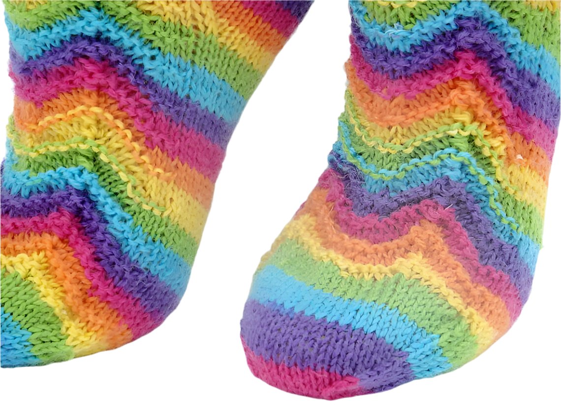 №S012. Hand Knitted Wool socks. (Rainbow) (MTO)