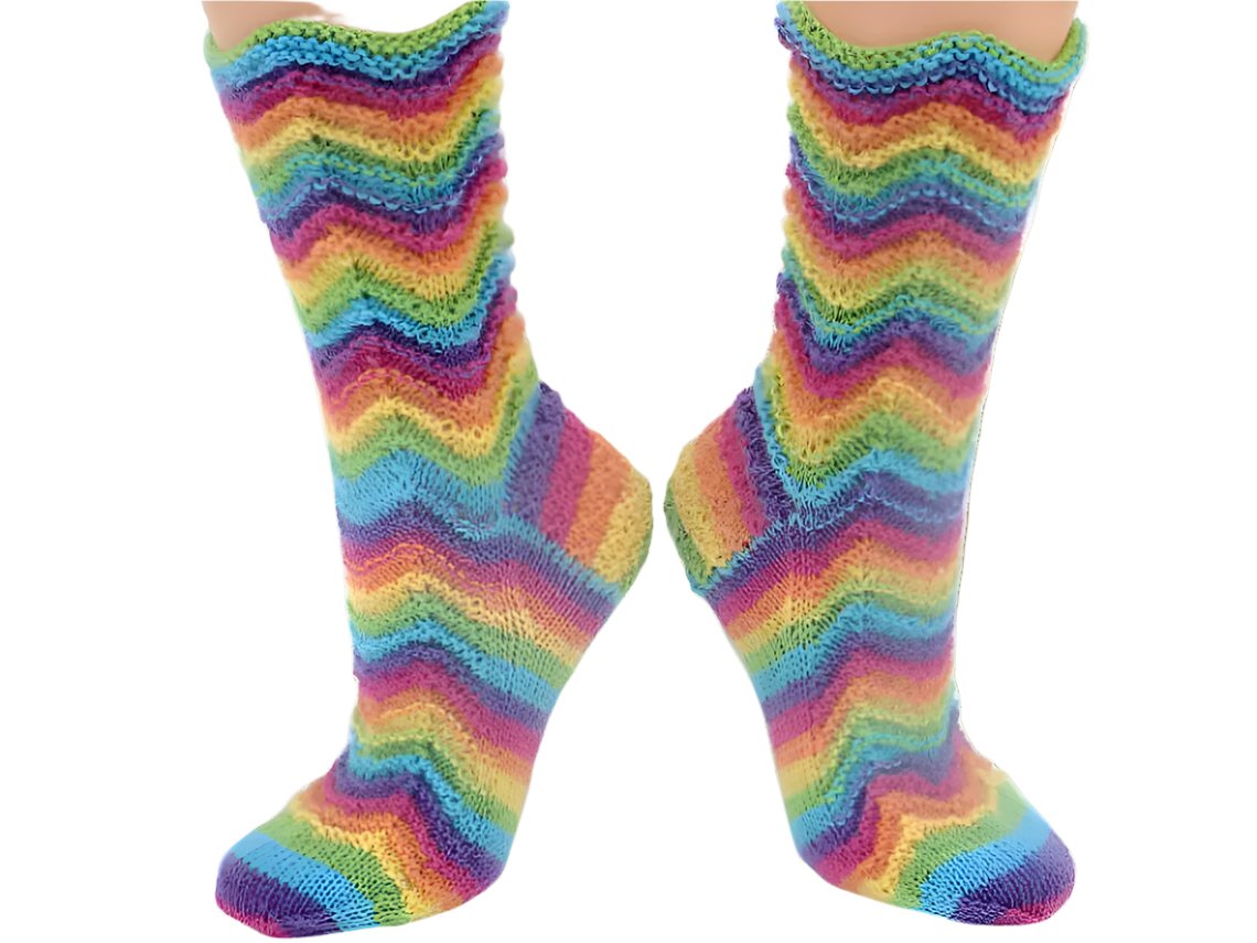 №S012. Hand Knitted Wool socks. (Rainbow) (MTO)