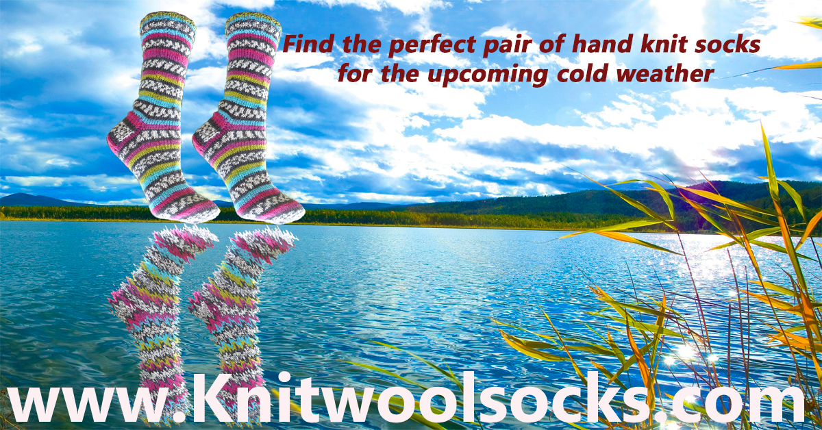 №S012. Hand Knitted Wool socks. (Rainbow) (MTO)