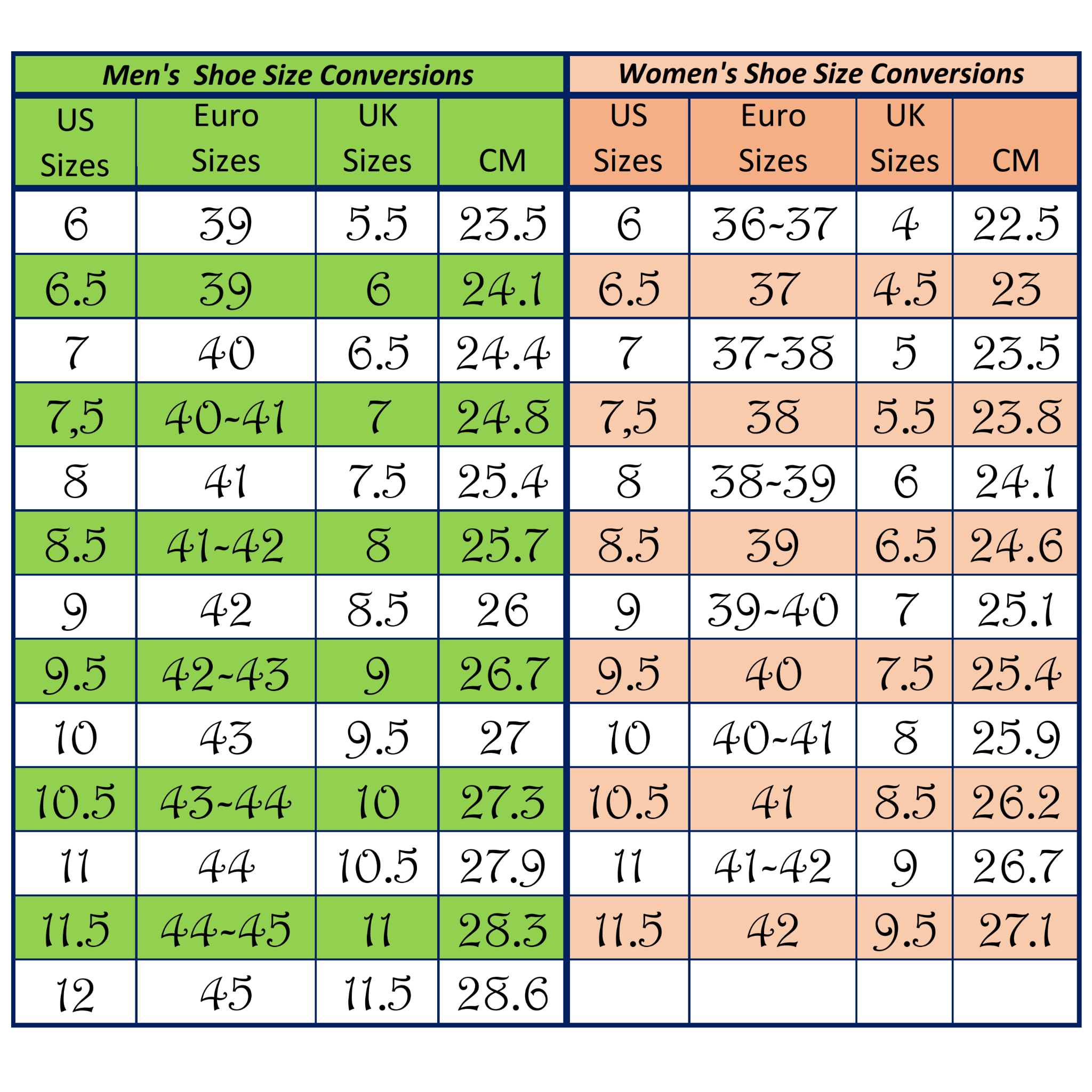 European youth shoe quality size conversion