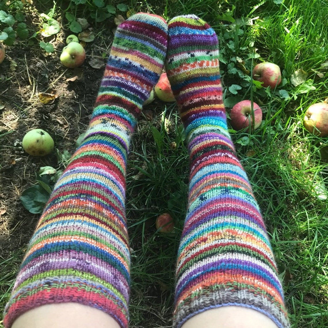Knee High Spring Apple Orchard Unisex Wool socks