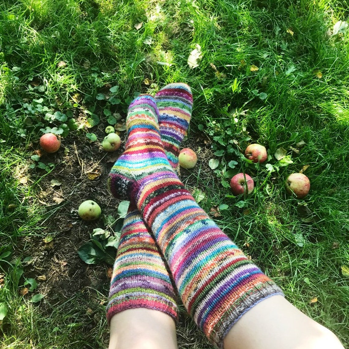 Knee High Spring Apple Orchard Unisex Wool socks